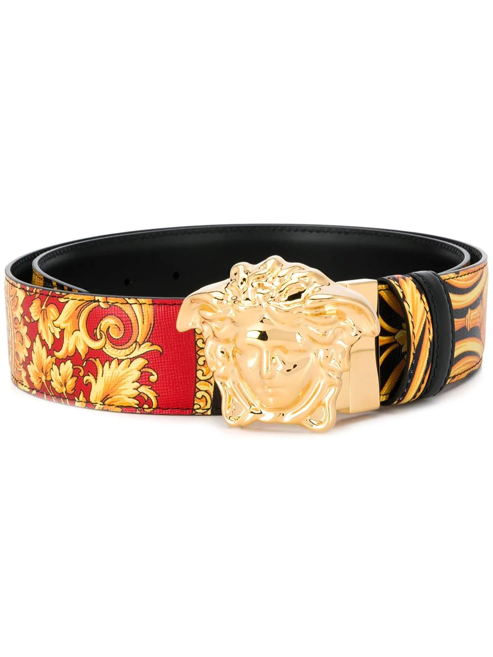 Baroque-print Medusa-buckle belt - 1