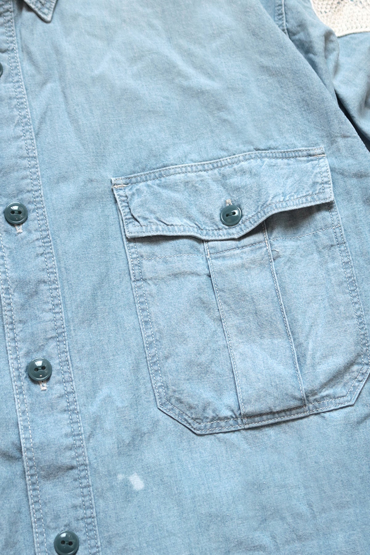 Chambray Work Shirt (BONE Embroidery) - Sax - 3