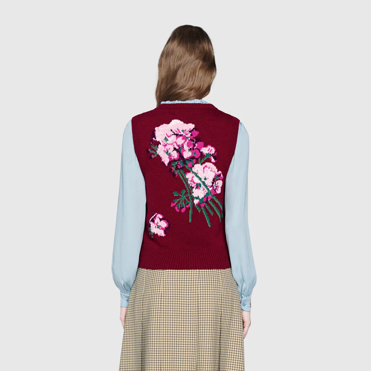 Flowers intarsia wool vest - 4