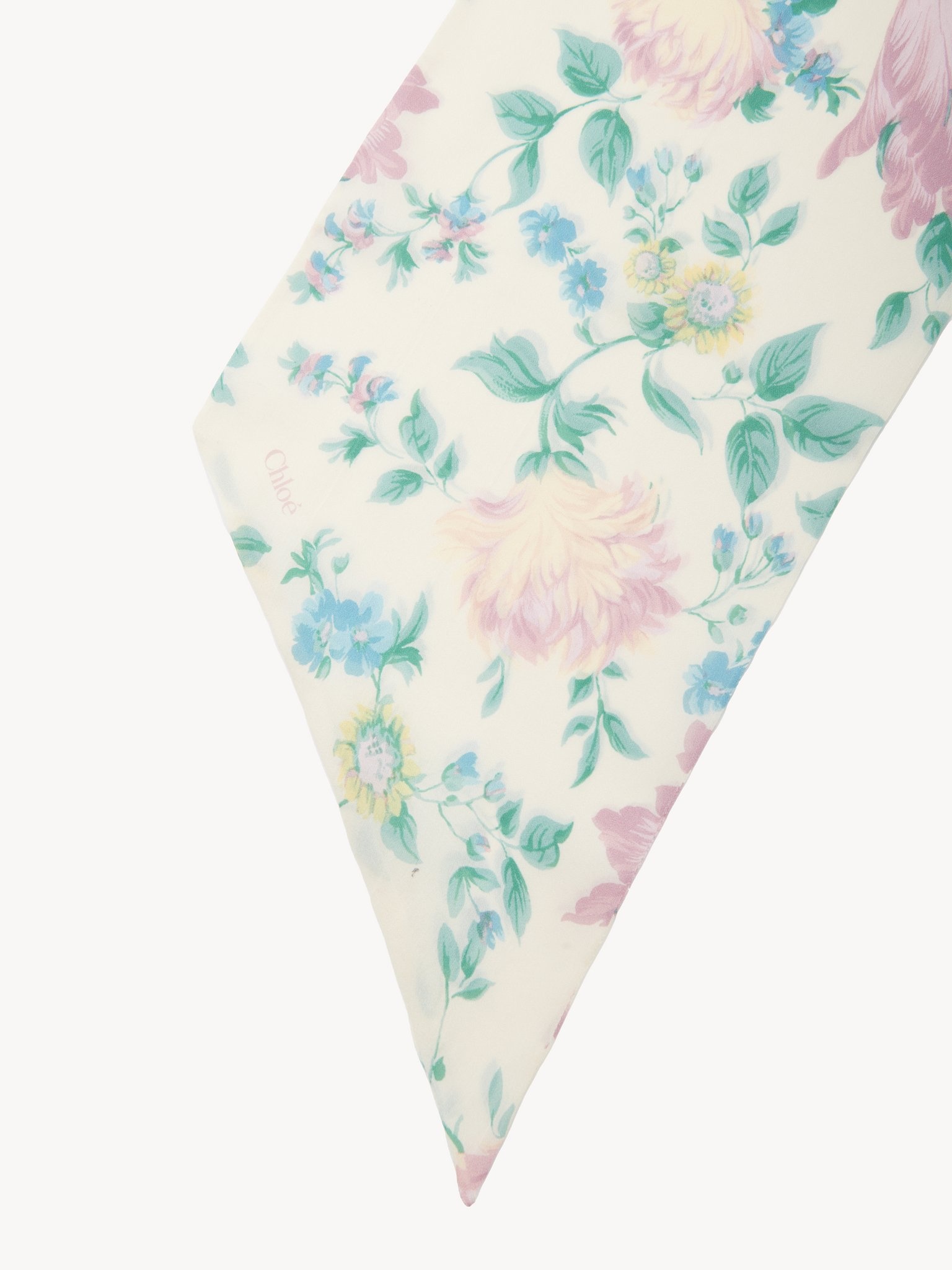 THE CHLOÉ PEONIES WIDE BANDEAU SCARF IN SILK CHARMEUSE - 3