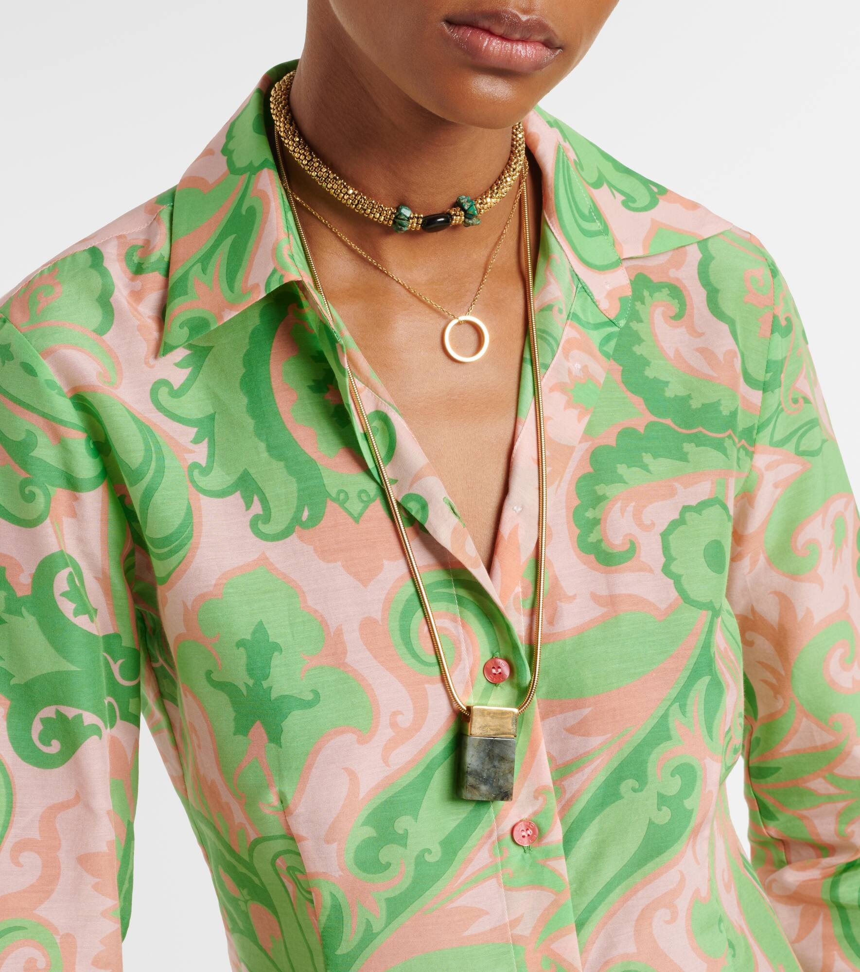 Printed cotton and silk shirt - 4