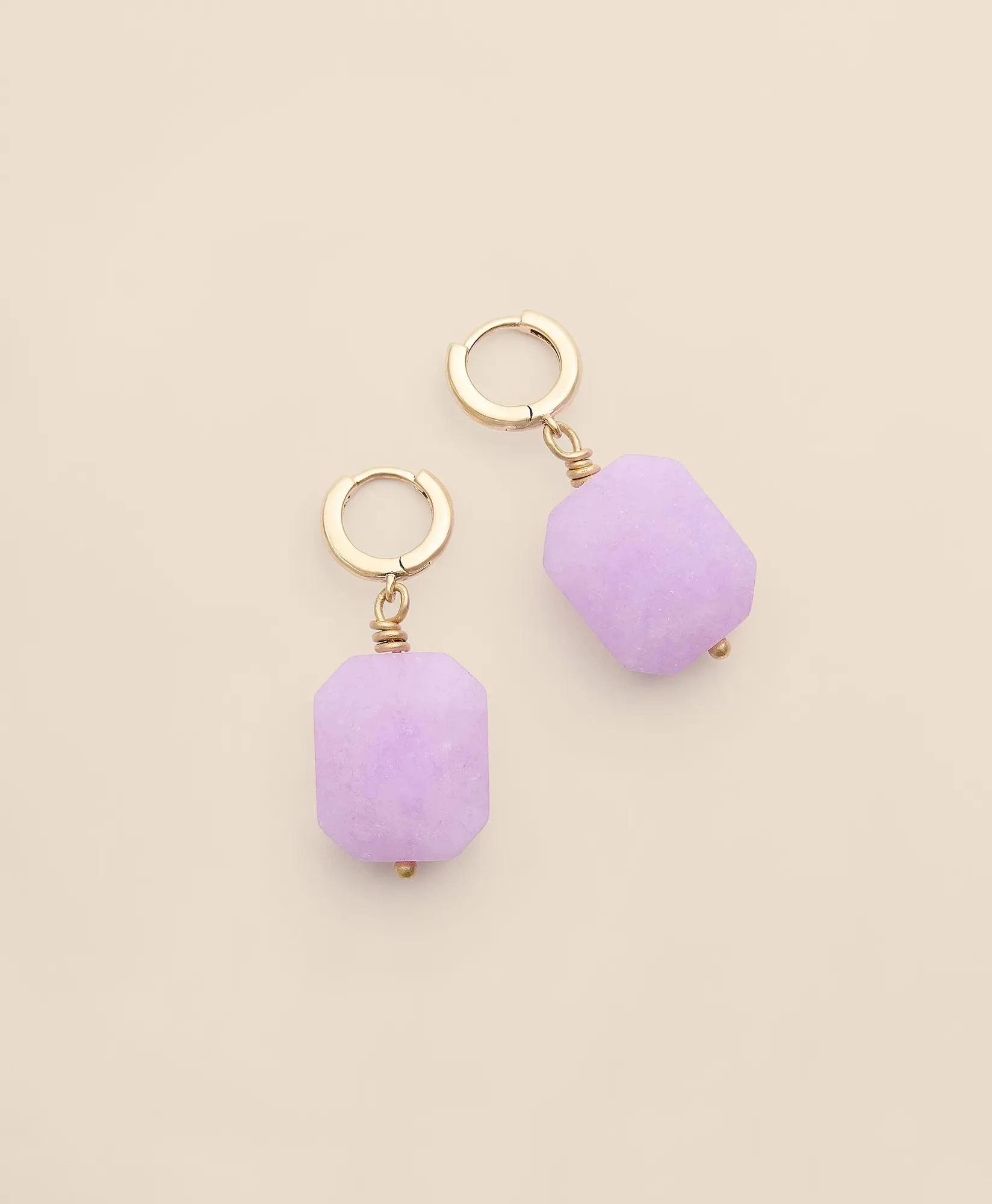 Gold-Tone Stone Drop Hoop Earrings - 1