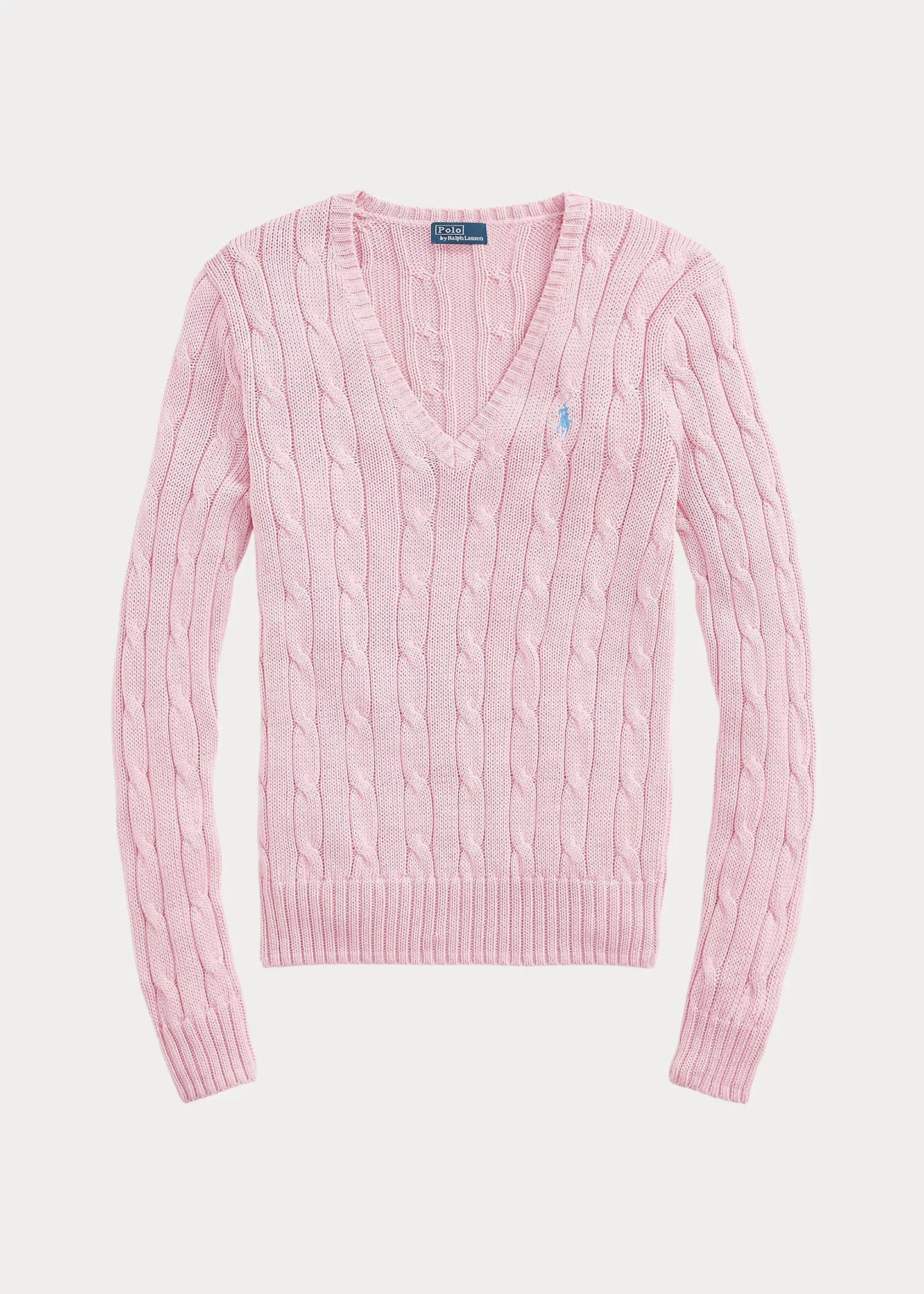 Cable-Knit Cotton V-Neck Sweater - 1