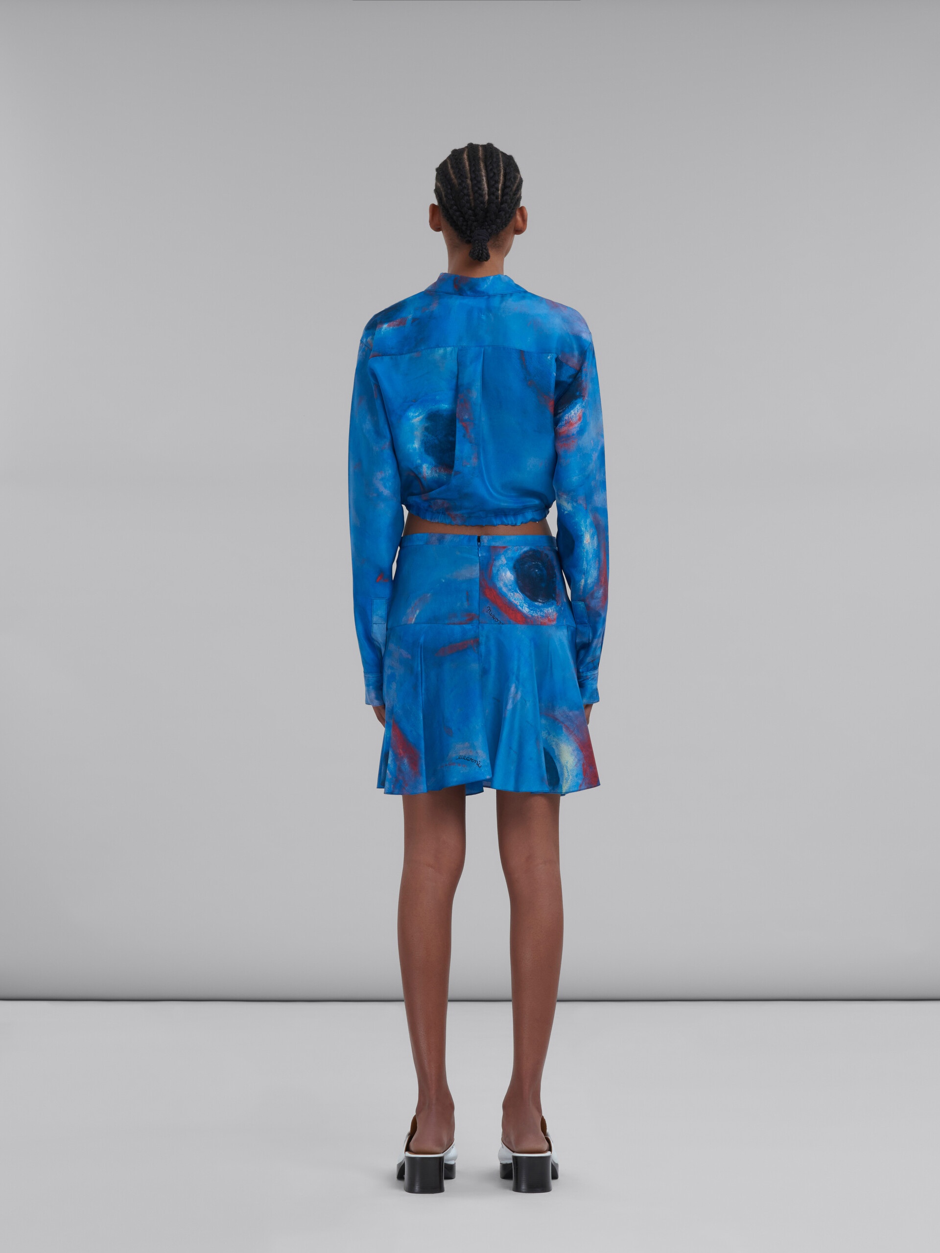 SILK FLOUNCE SKIRT WITH BUCHI BLU PRINT - 3