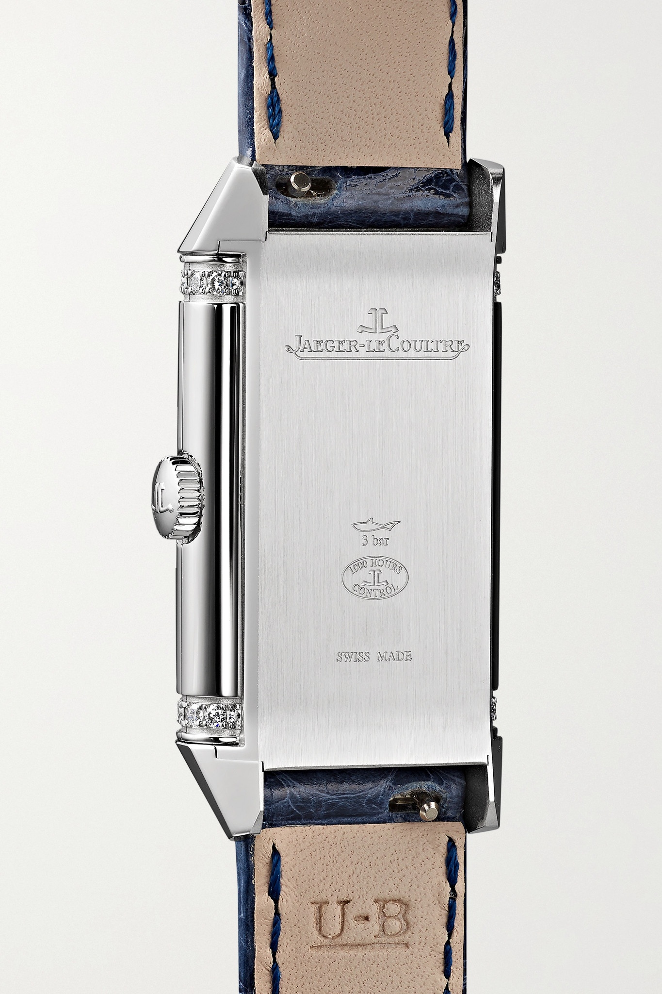 Reverso One Duetto 40mm x 20mm stainless steel, diamond and alligator watch - 4