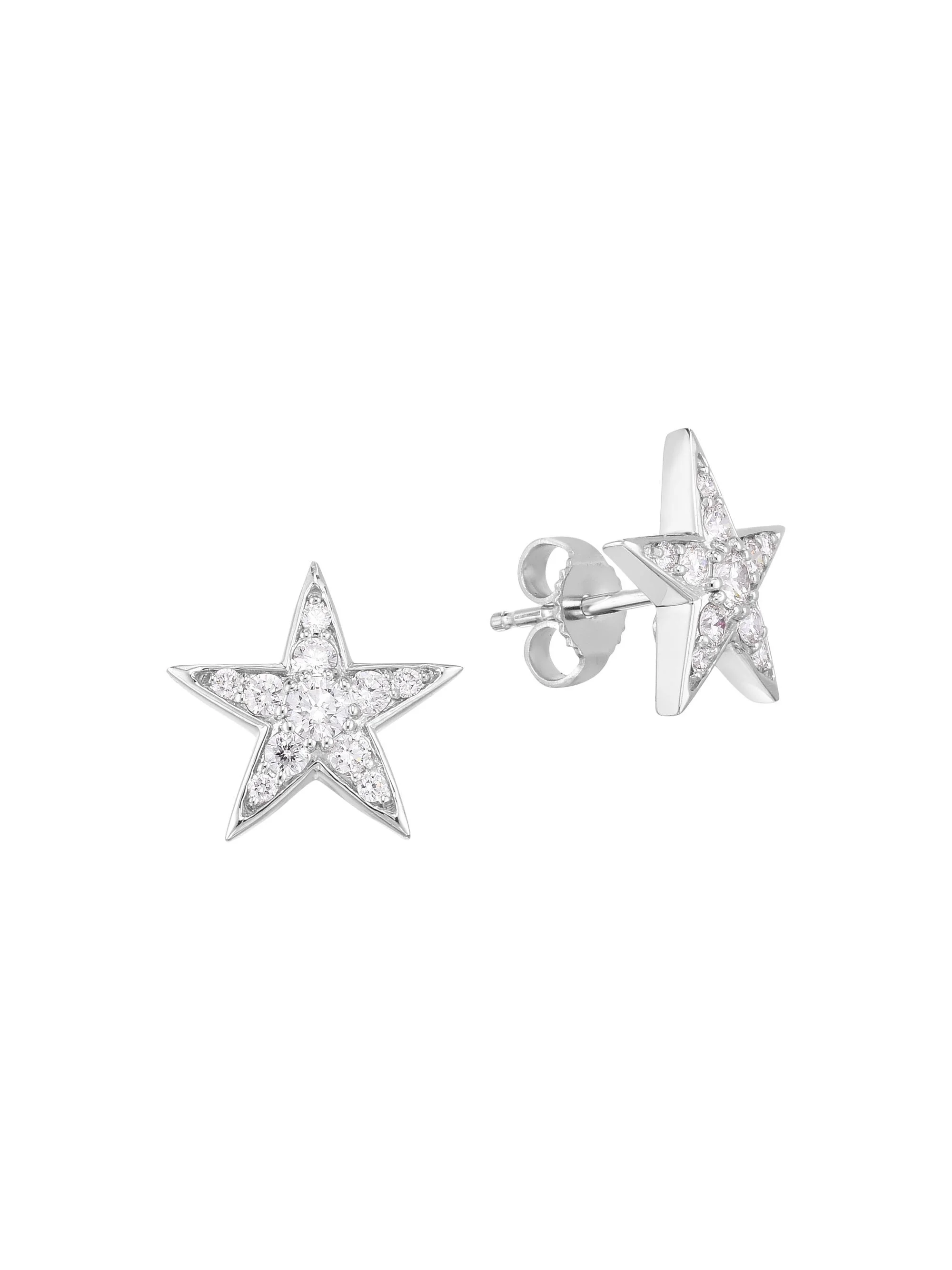 Women's Tiny Treasures 18K White Gold & Diamond Star Earrings - White Gold - 1
