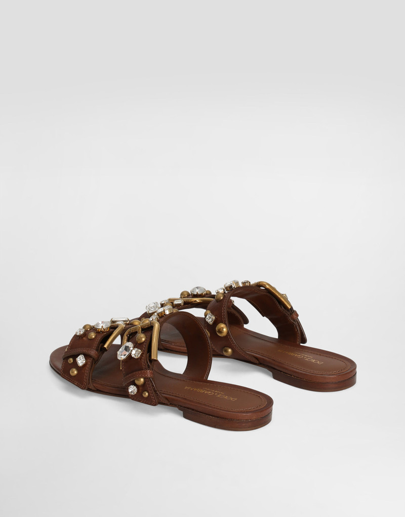 Dolce & Gabbana Cowhide embellished flat slippers outlook