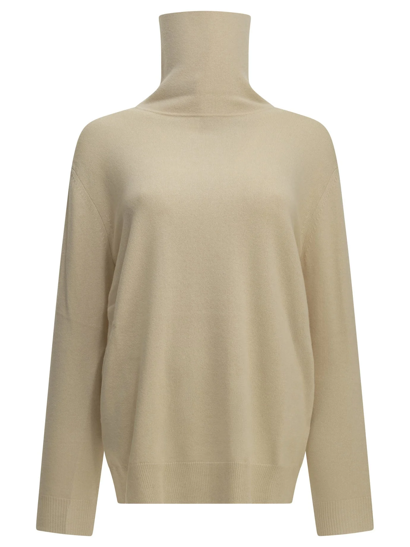 Max Mara Wool Cashmere Turtleneck Sweater Beige - 1