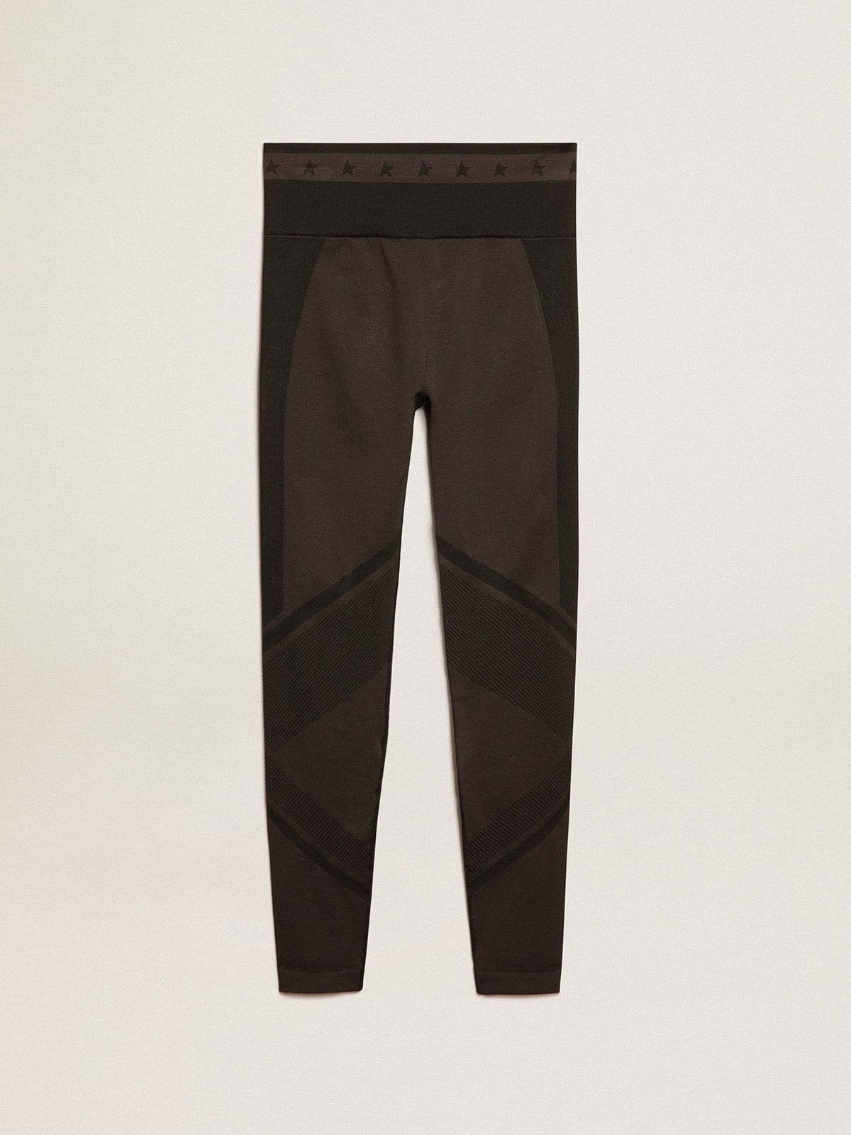 Women’s black leggings with mixed stitching - 1