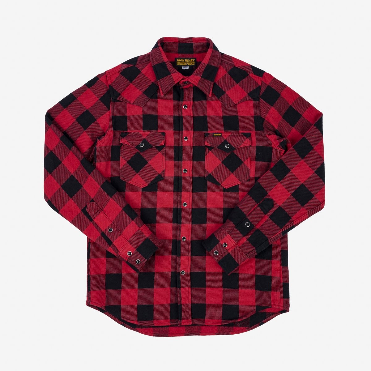IHSH-232-RED Ultra Heavy Flannel Buffalo Check Western Shirt - Red/Black - 1