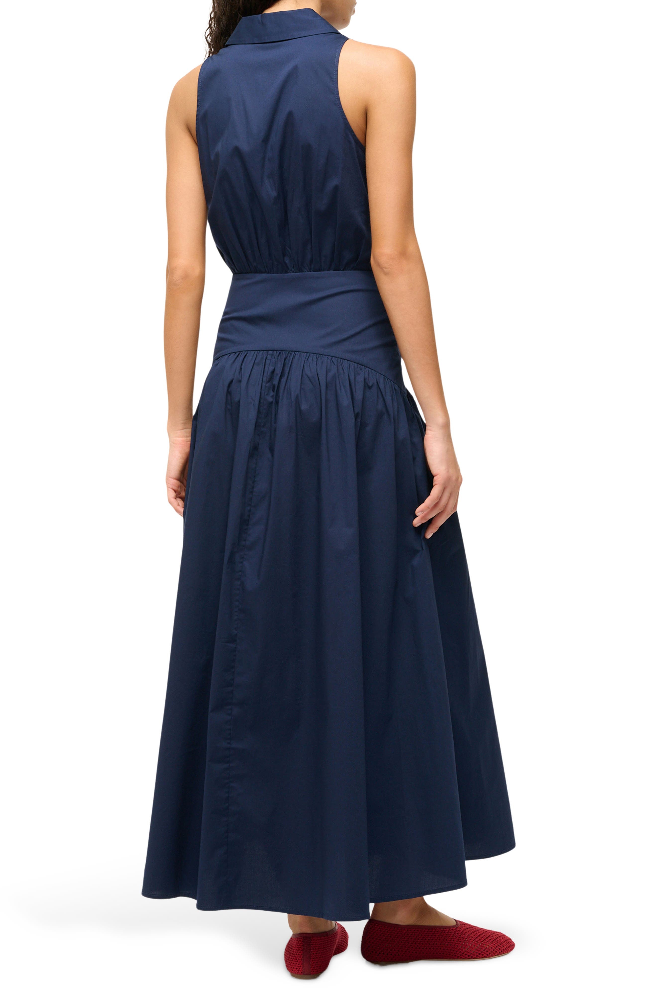 STAUD Romy Sleeveless Maxi Shirtdress in Navy at Nordstrom - 2