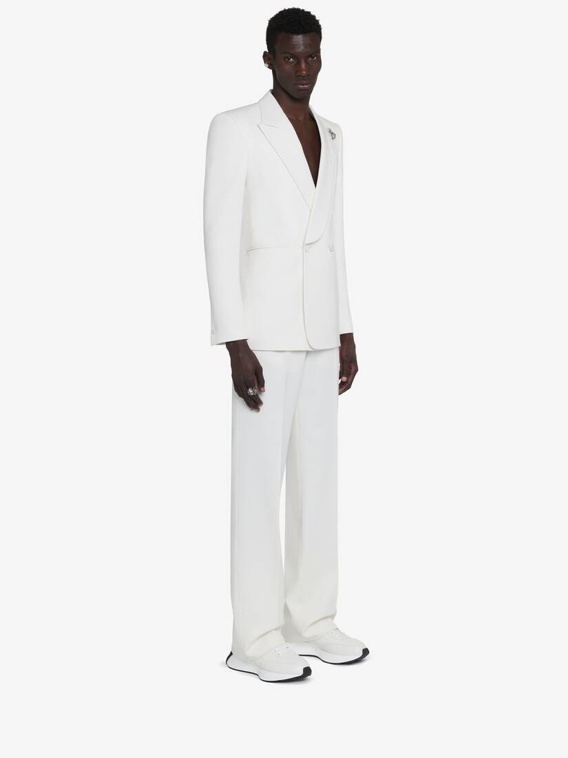 Men's Wide Leg Trousers in Soft White - 4