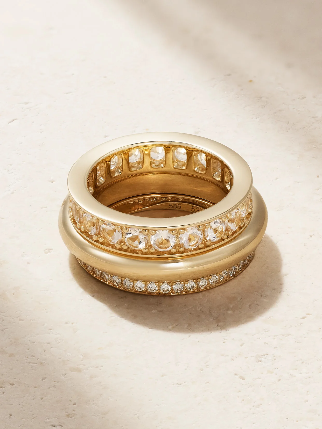 Set Of Three 14-karat Gold, Morganite And Diamond Ring - 1