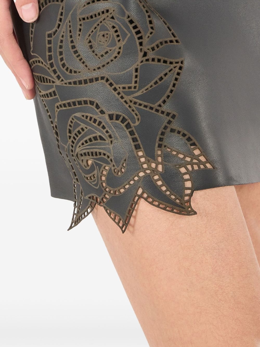 laser-cut roses mini skirt - 5