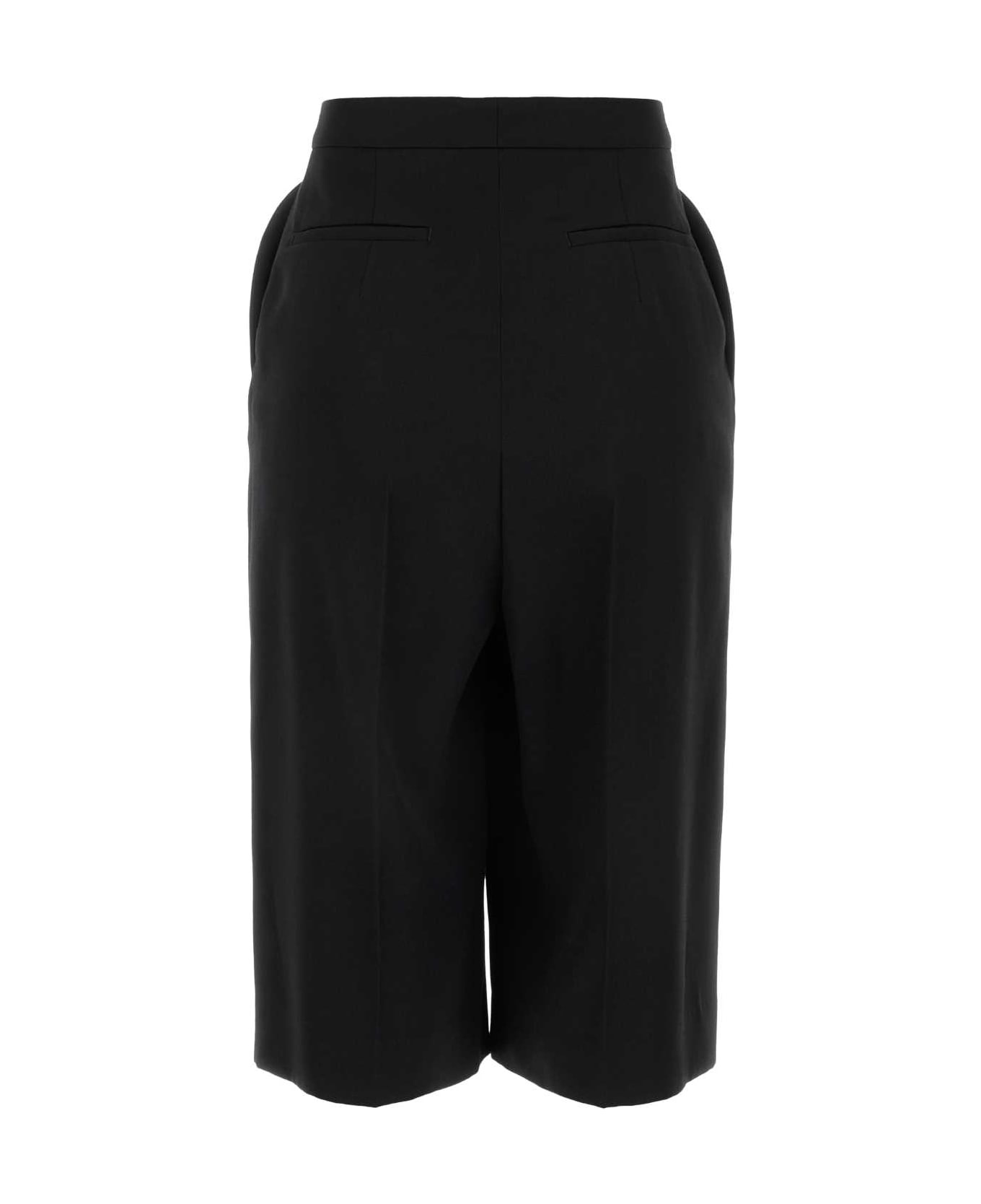Black Wool Bermuda Shorts - 2