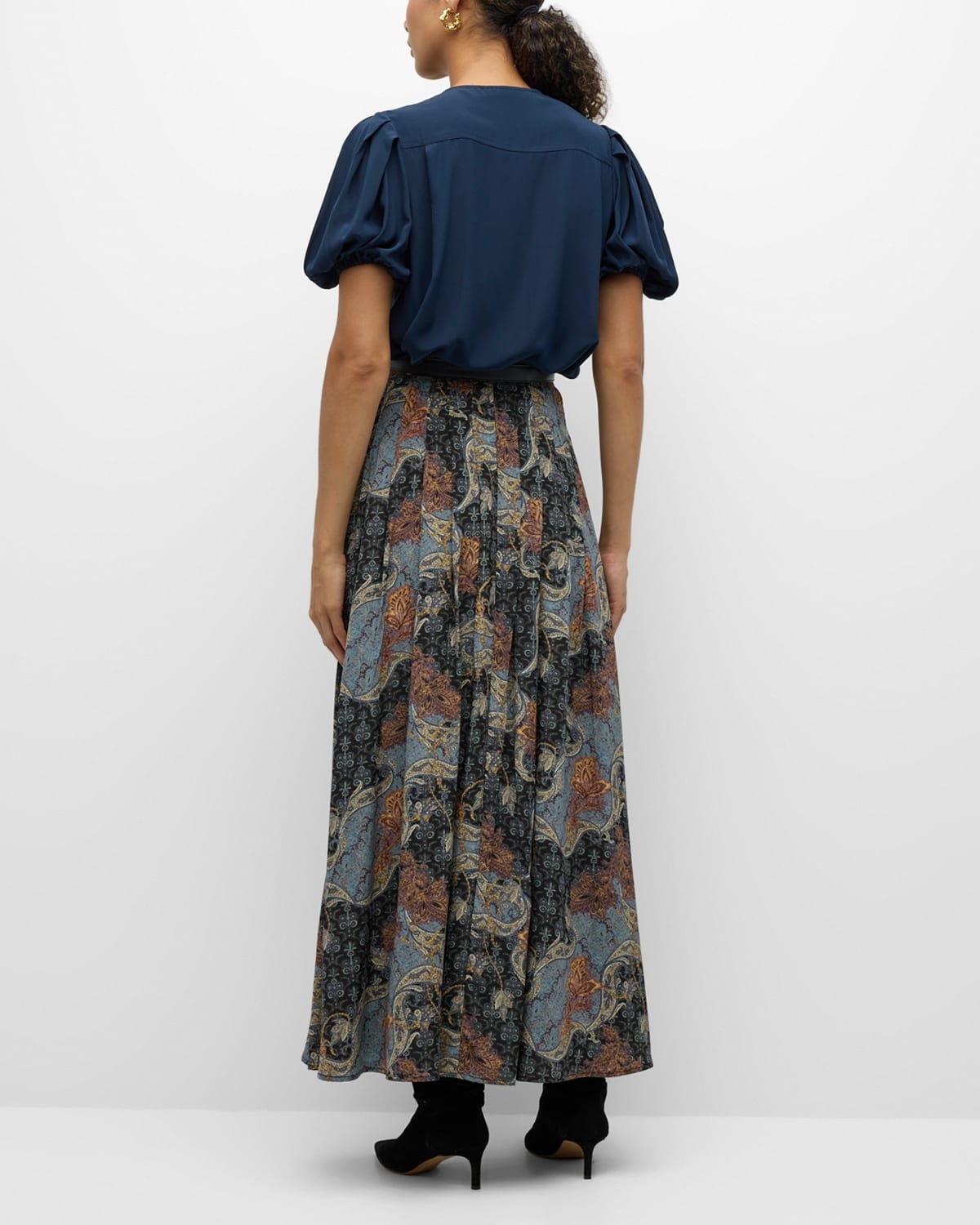 Vanna Gathered Silk Maxi Skirt - 4