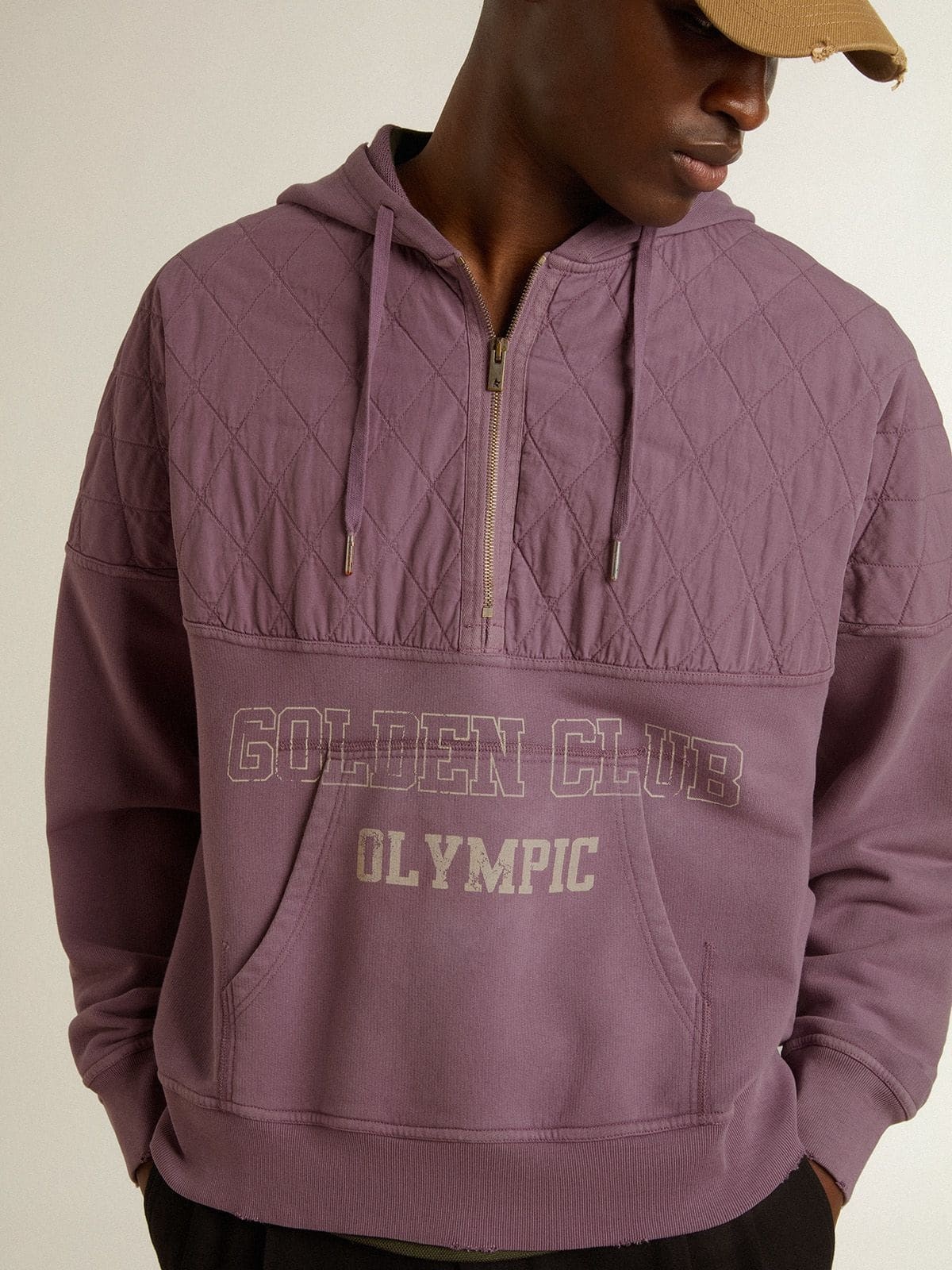Unisex mauve cotton sweatshirt with print on the front - 5