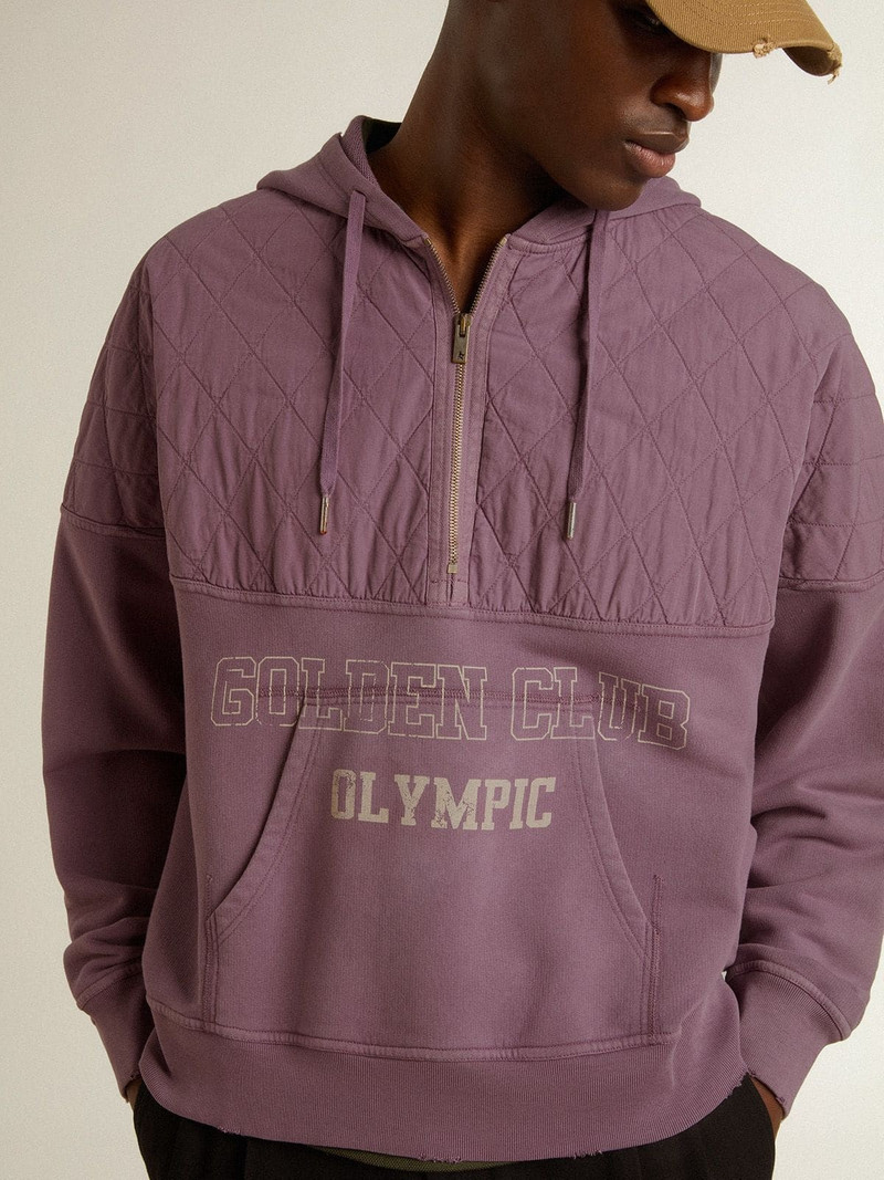 Unisex mauve cotton sweatshirt with print on the front 5