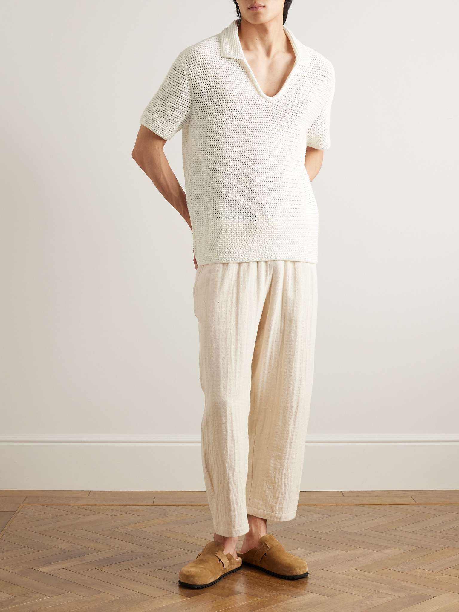 Batten Crocheted Cotton Polo Shirt - 2