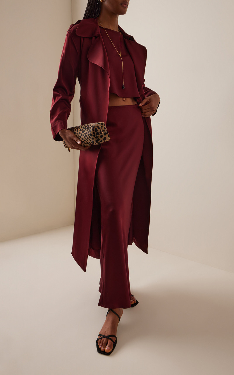 LESET Barb Satin Maxi Skirt burgundy outlook