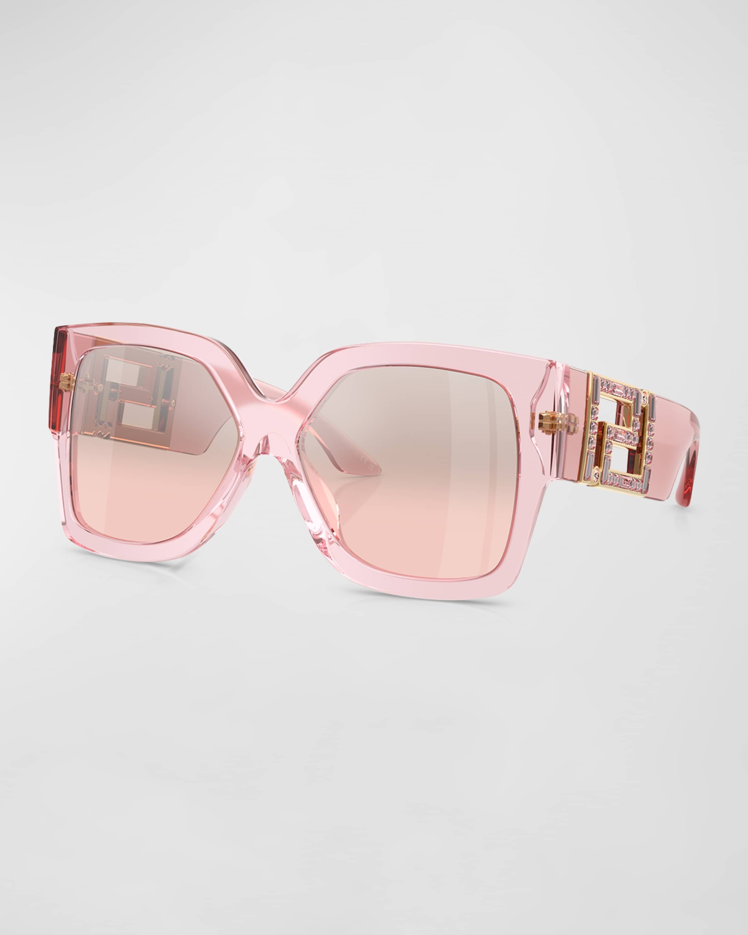 Embellished Greca Acetate Rectangle Sunglasses - 1