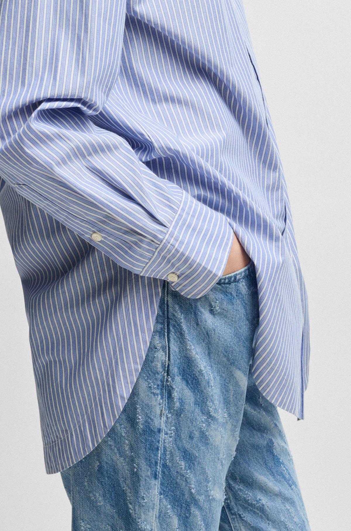 RELAXED-FIT BLOUSE IN STRIPED POPLIN - 6