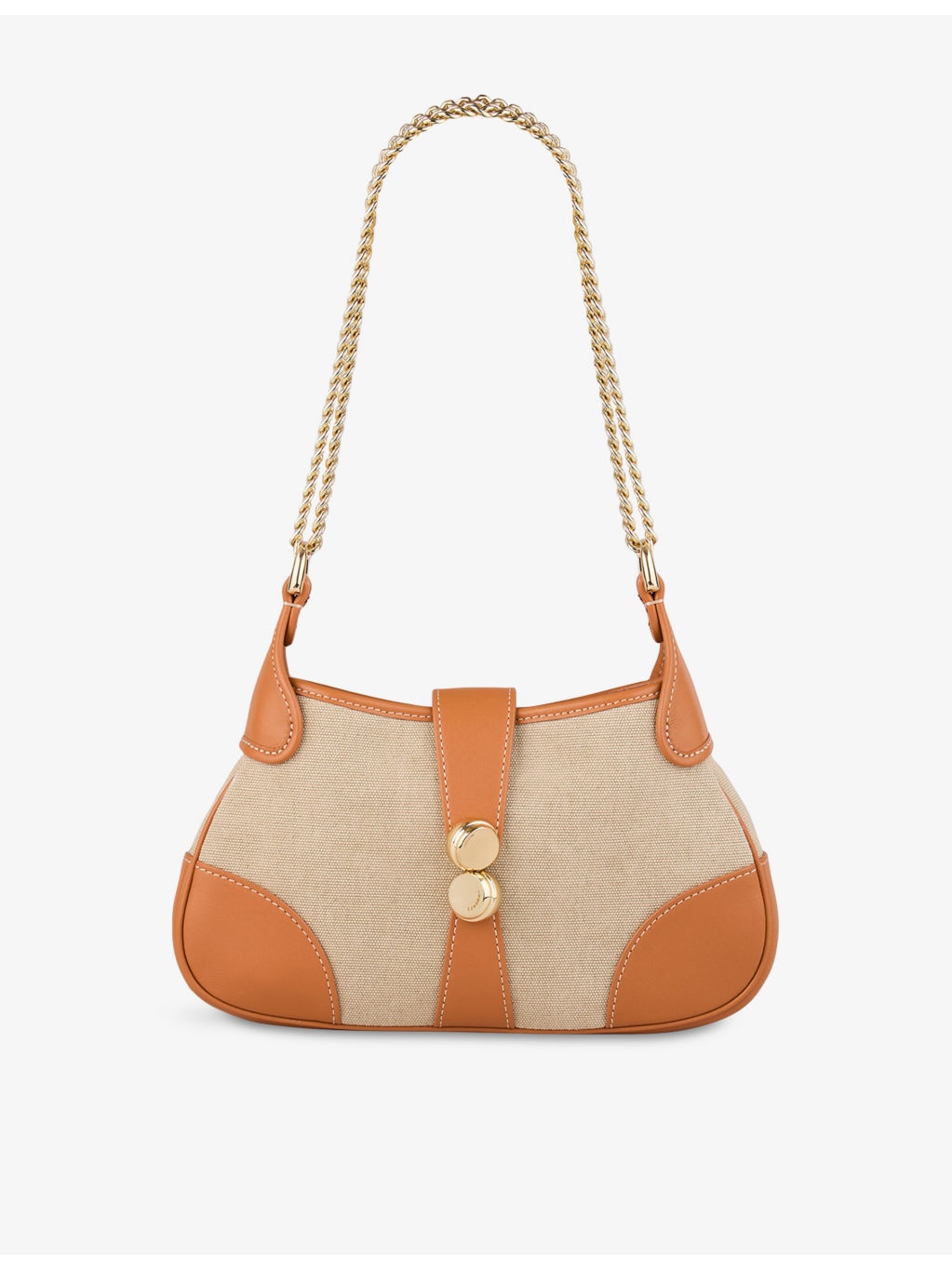 Hardware-Embellished Canvas And Leather Shoulder Bag - 1