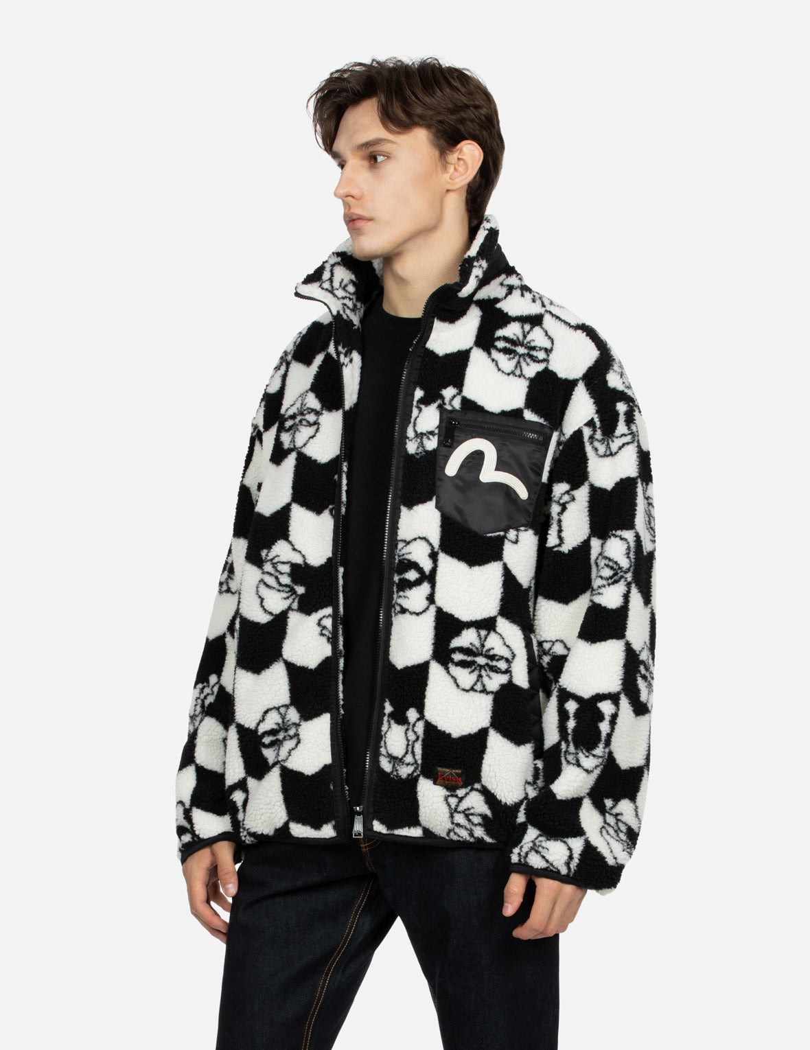 MONOGRAM JACQUARD RELAX FIT ZIPPED SHERPA JACKET - 7