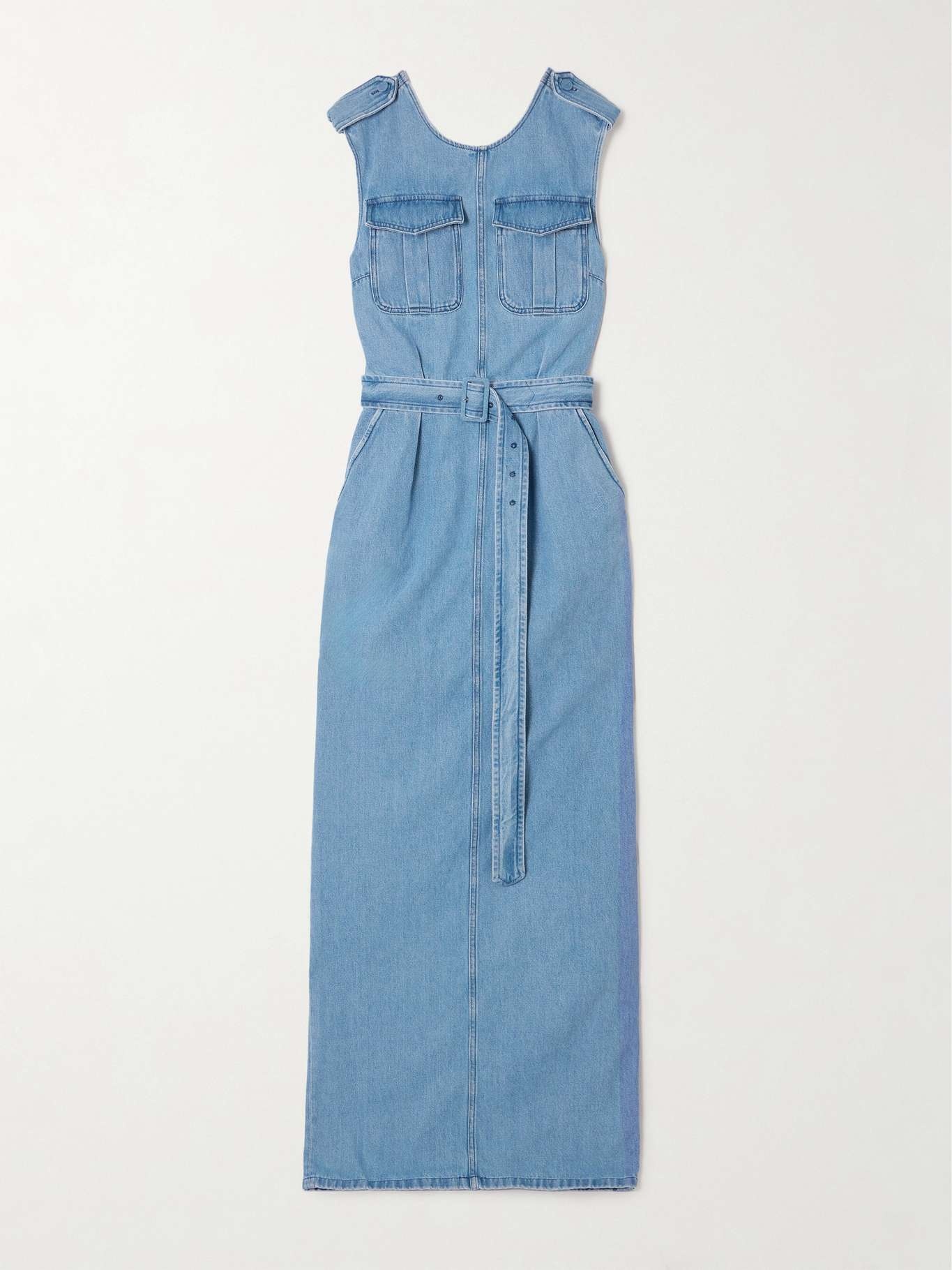 Belted denim maxi dress - 1