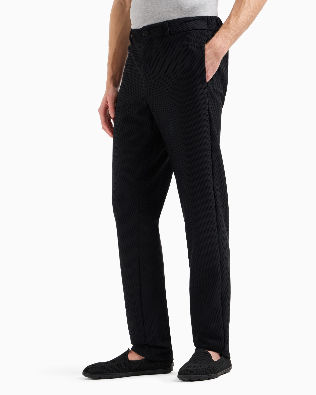 TECHNICAL WAFFLE FLAT-FRONT TROUSERS - 4