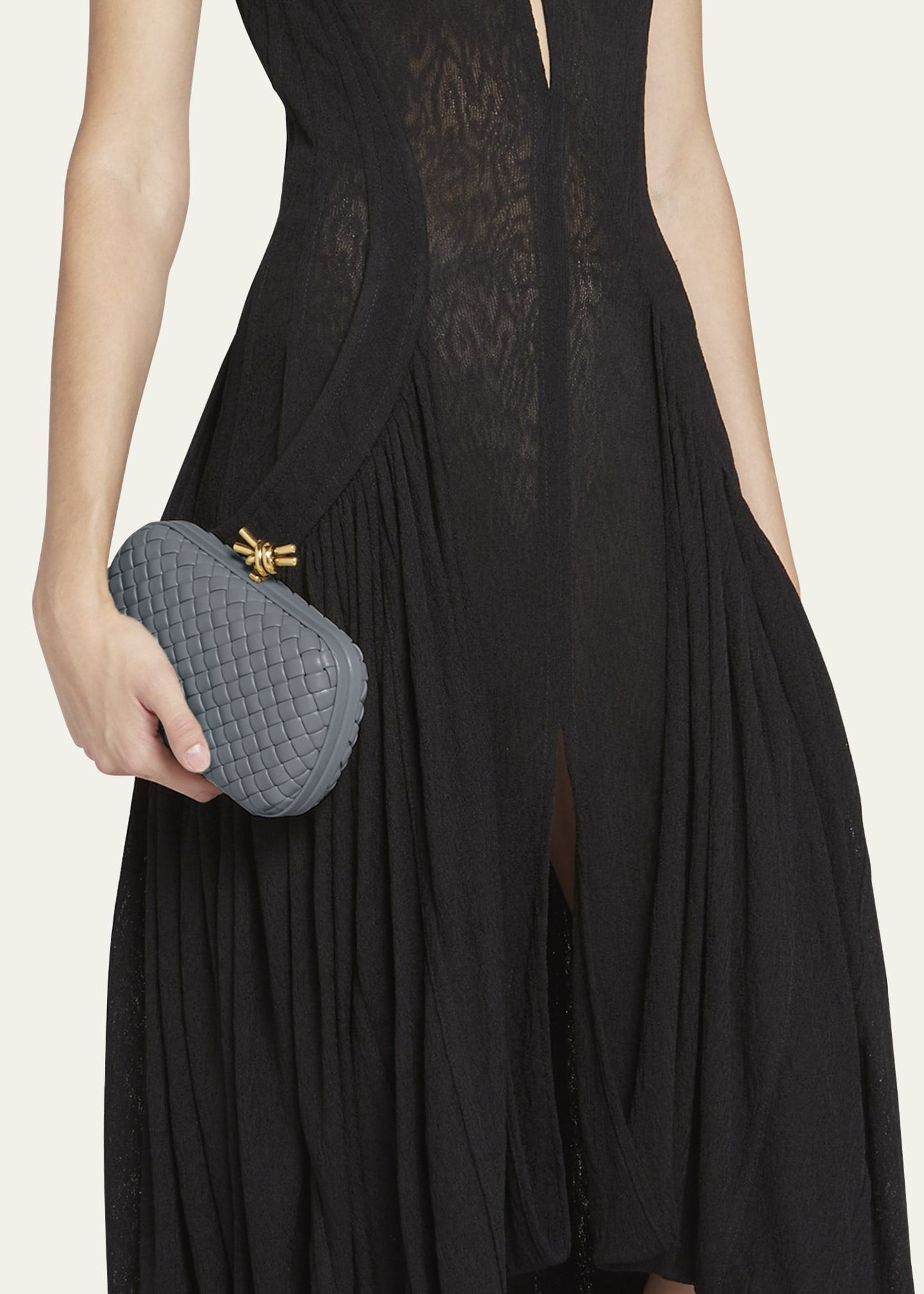 Knot Padded Woven Lambskin Clutch Bag - 5