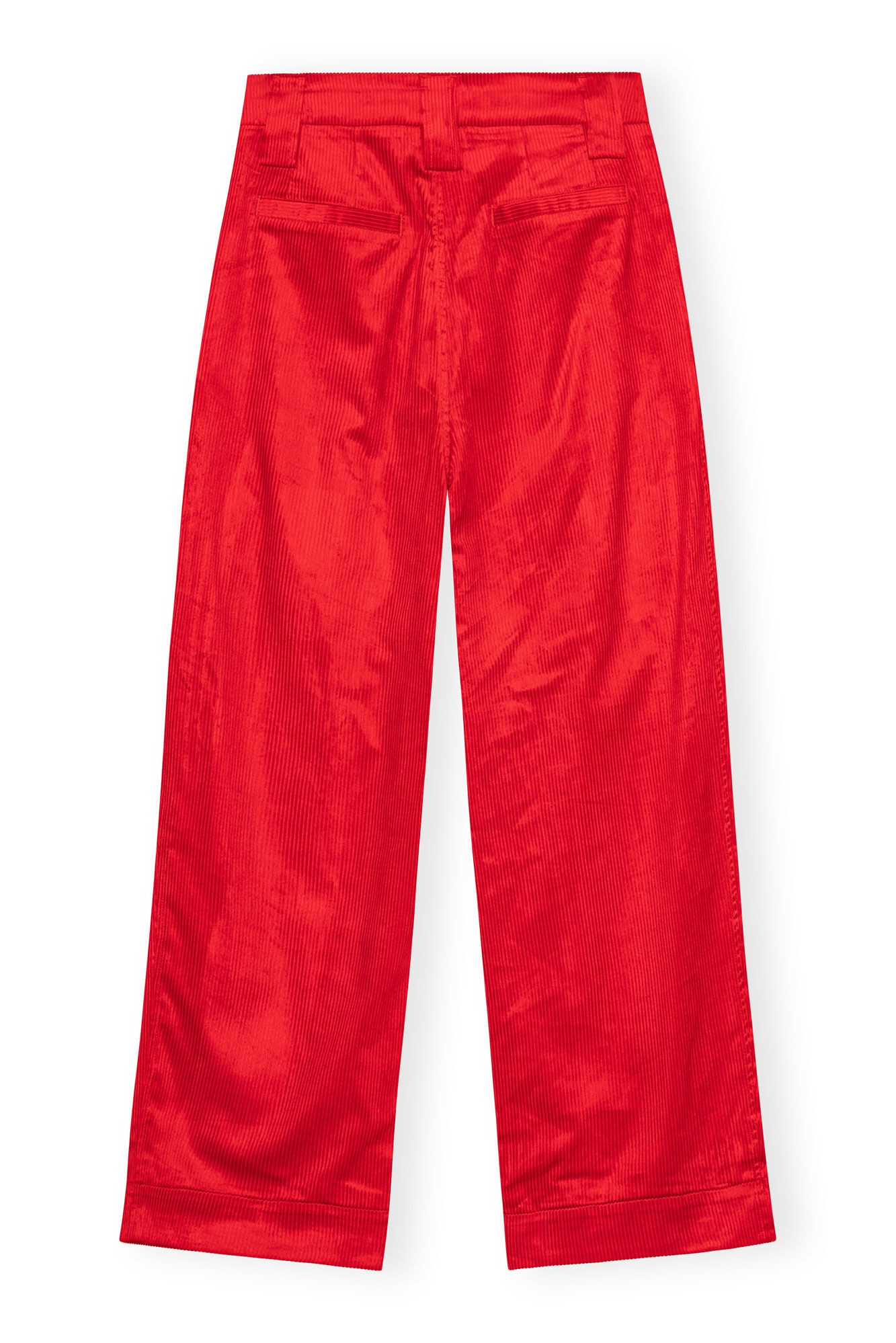 RED SHINY CORDUROY LOOSE PLEAT PANTS - 5