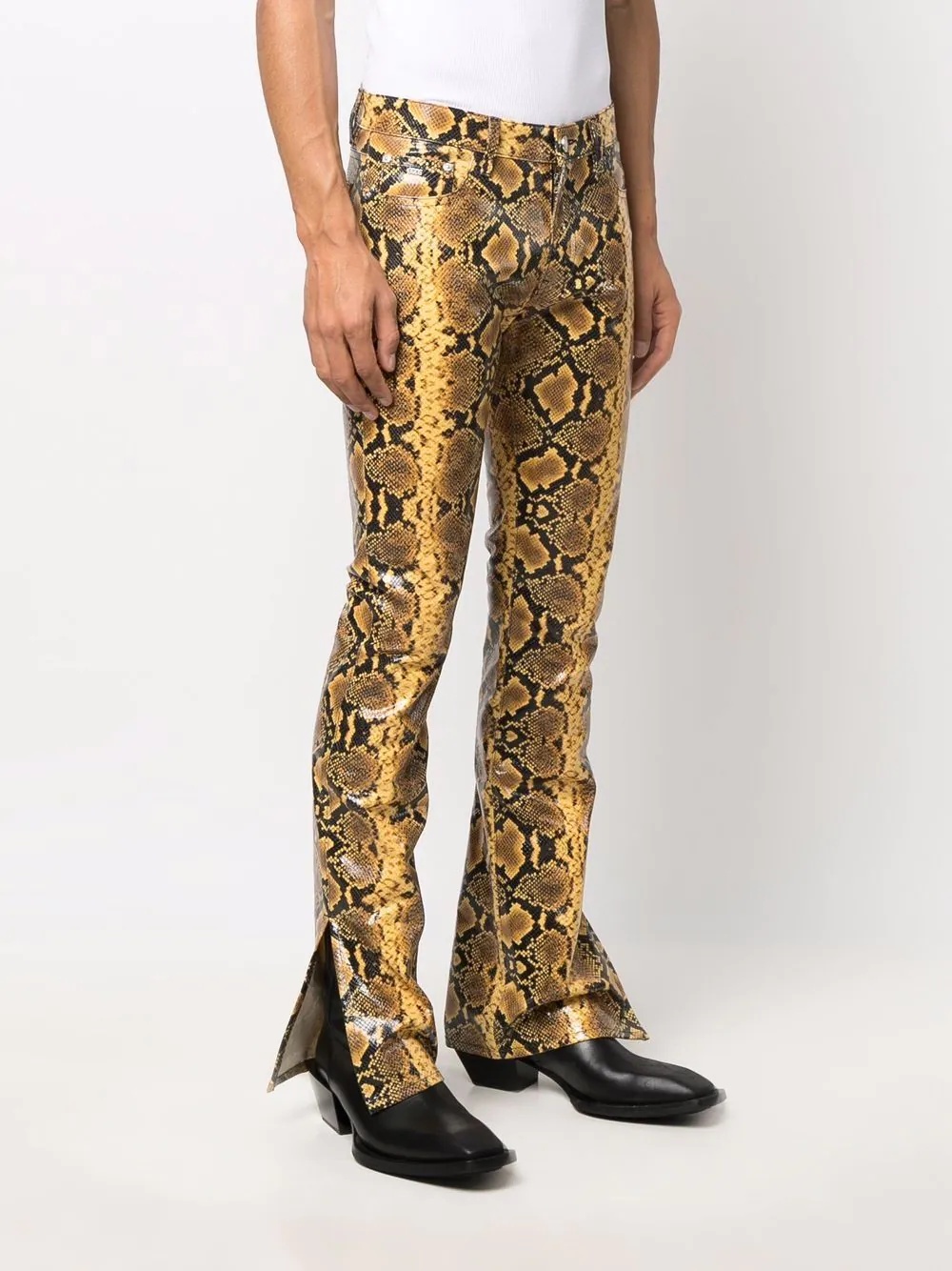 snakeskin-print flared trousers - 3