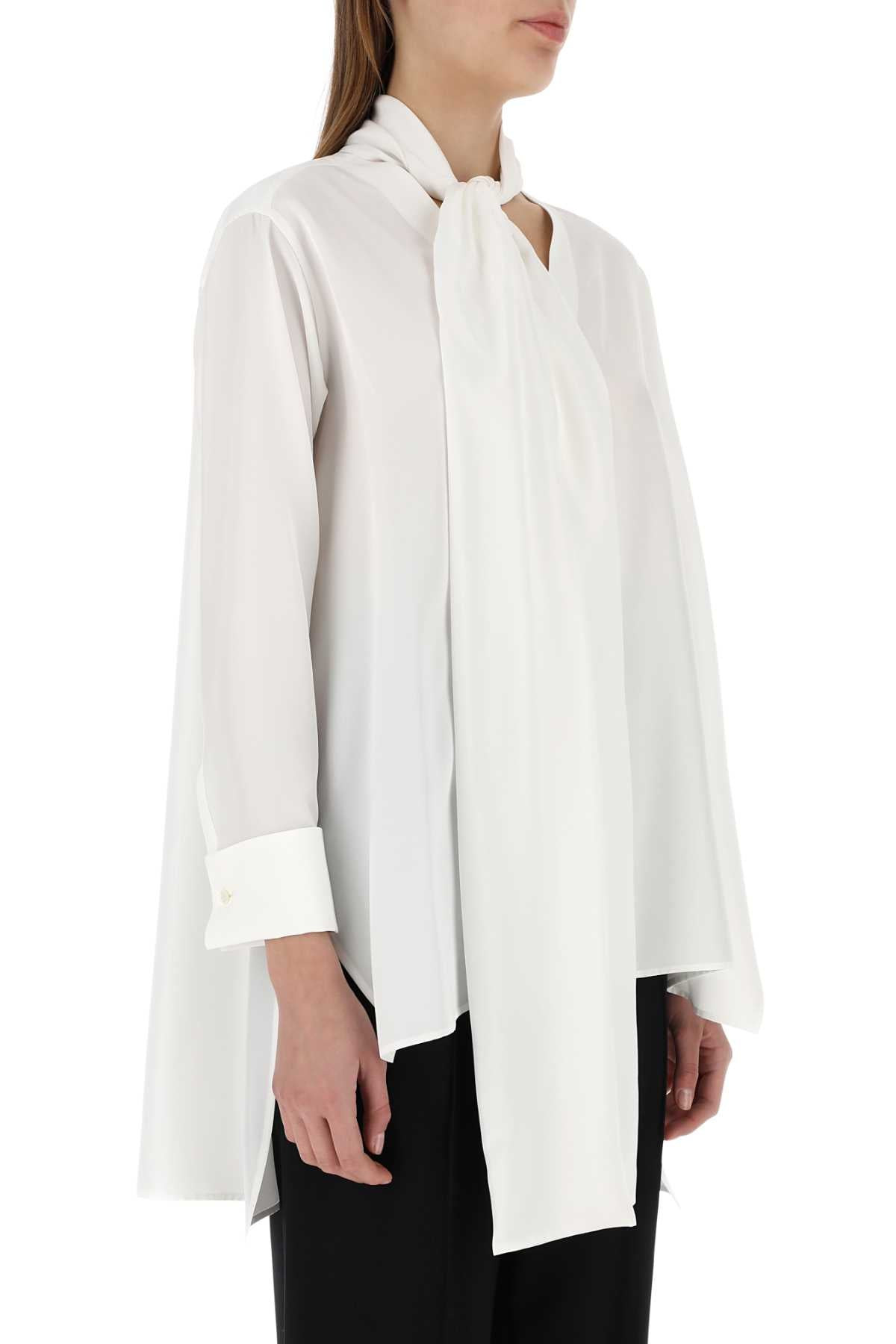 Loewe Women Ivory Crepe Oversize Blouse - 3