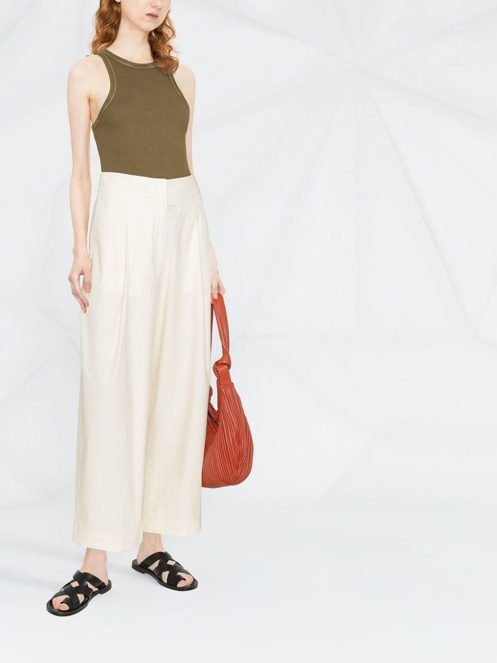 Cotton wide leg trousers - 6