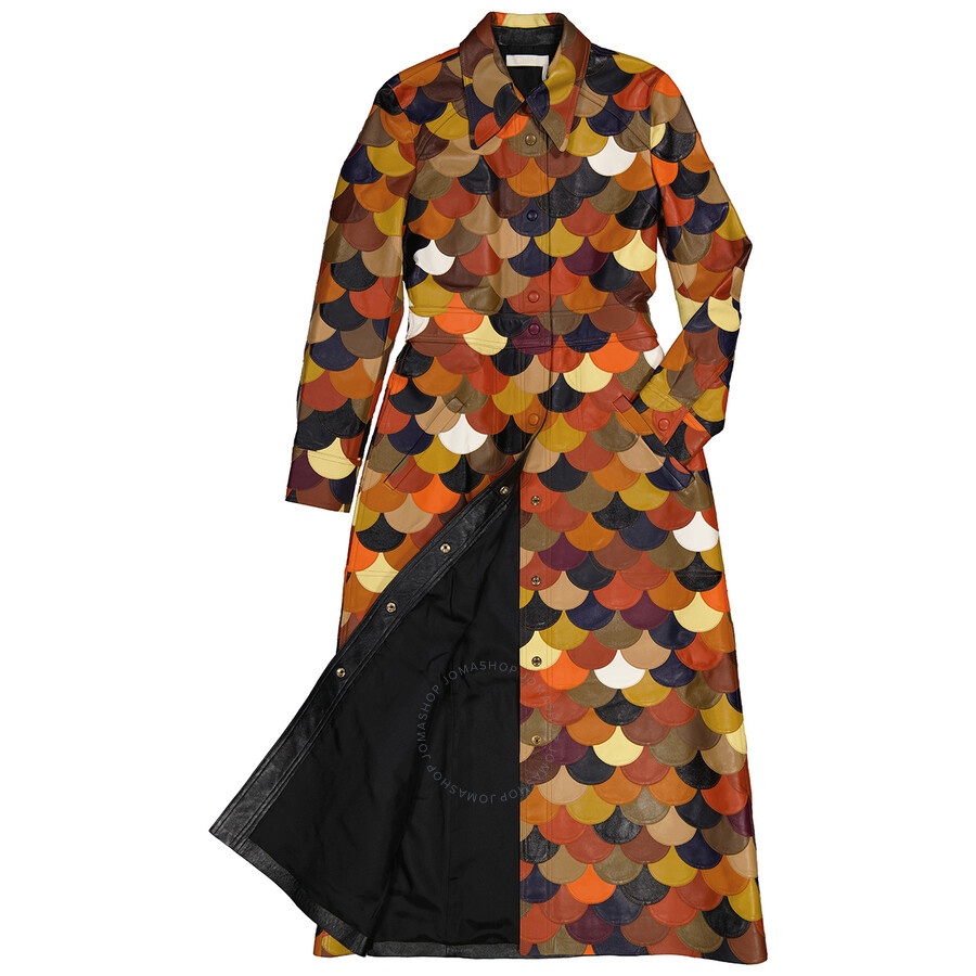 Chloe Ladies Multicolored Patchwork Leather Coat - 2