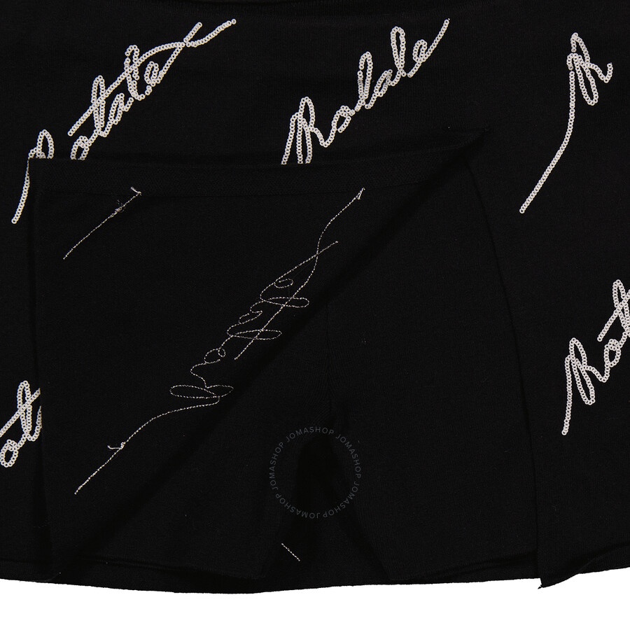 Rotate Ladies Black Sequin Logo Mini Skirt - 7