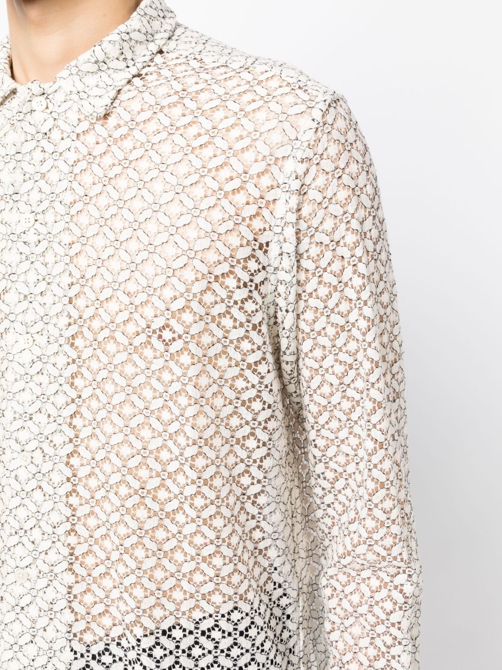 floral-lace long-sleeve shirt - 5