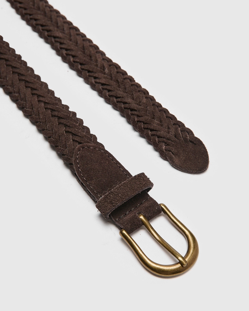 BEAMS PLUS Suede Mesh Belt in Dark Brown outlook