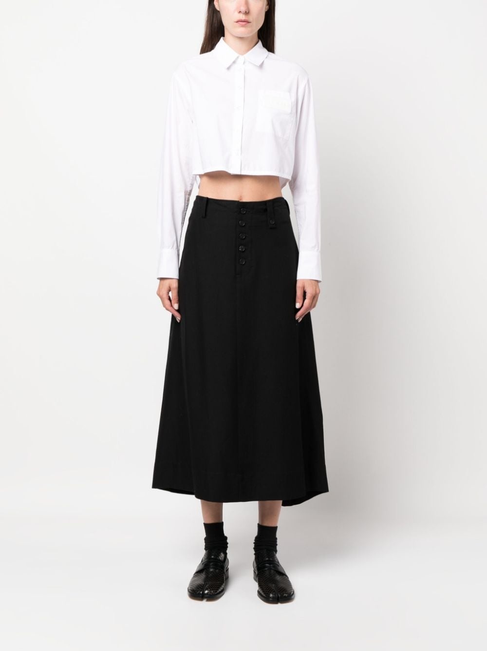 high-waisted A-line midi skirt - 2