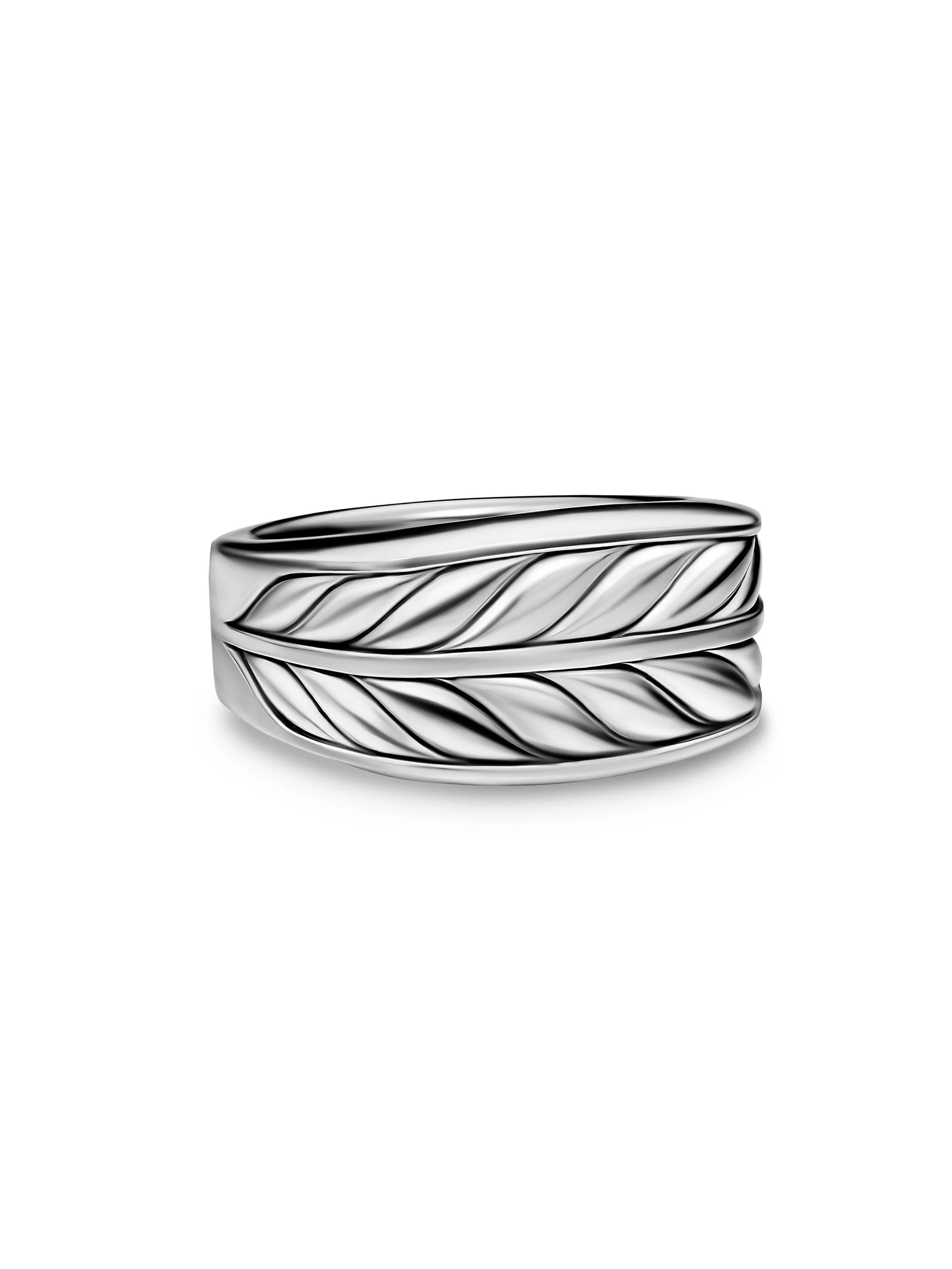 Men's Chevron Three Sided Signet Ring in Sterling Silver, 12.5MM - Silver - 1