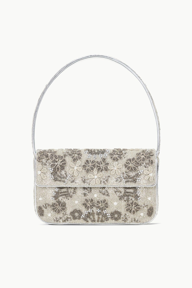 STAUD TOMMY BEADED BAG SILVER GARDEN PARTY 1