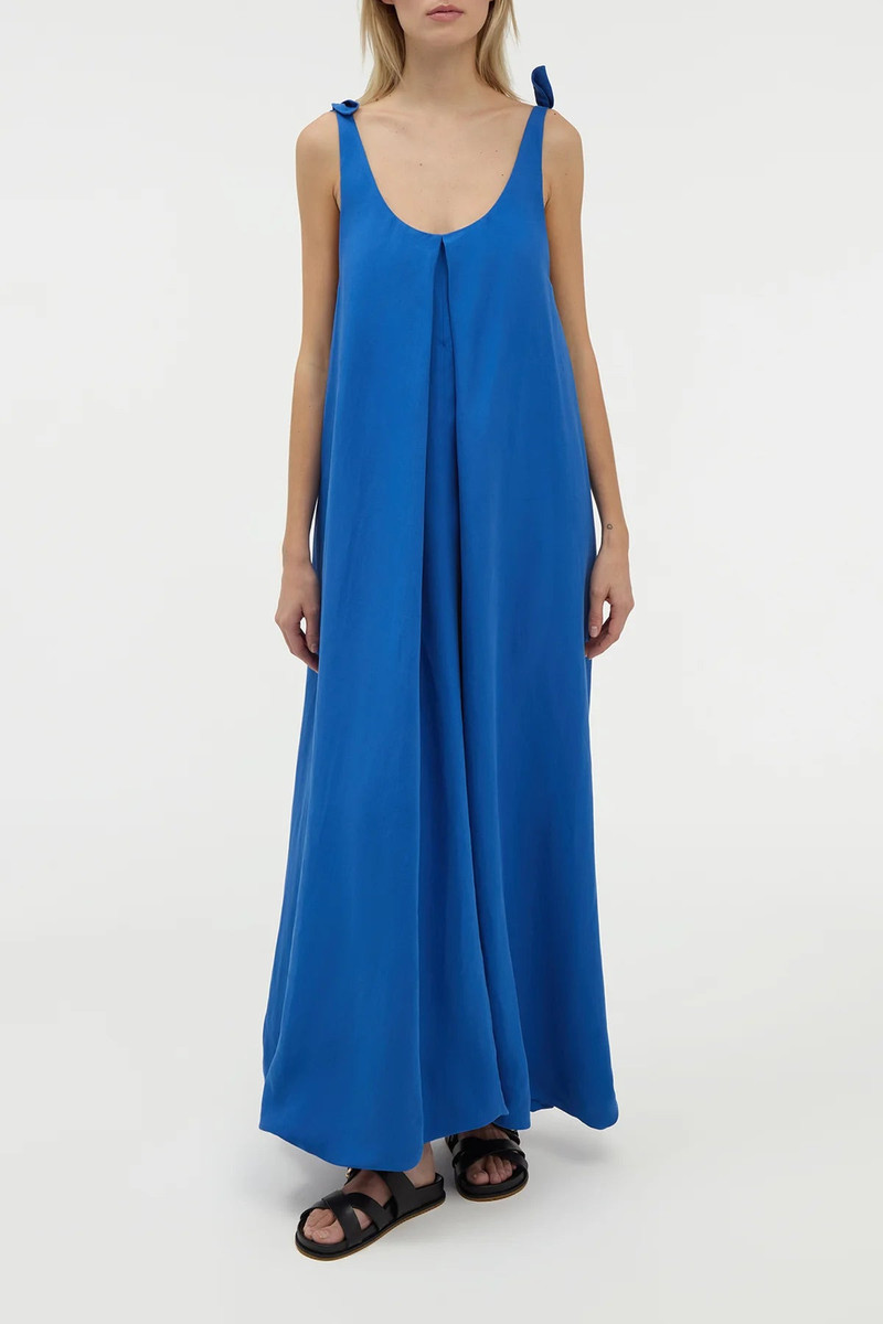 GABRIELA HEARST Aras Maxi Dress in Cobalt Linen Silk outlook