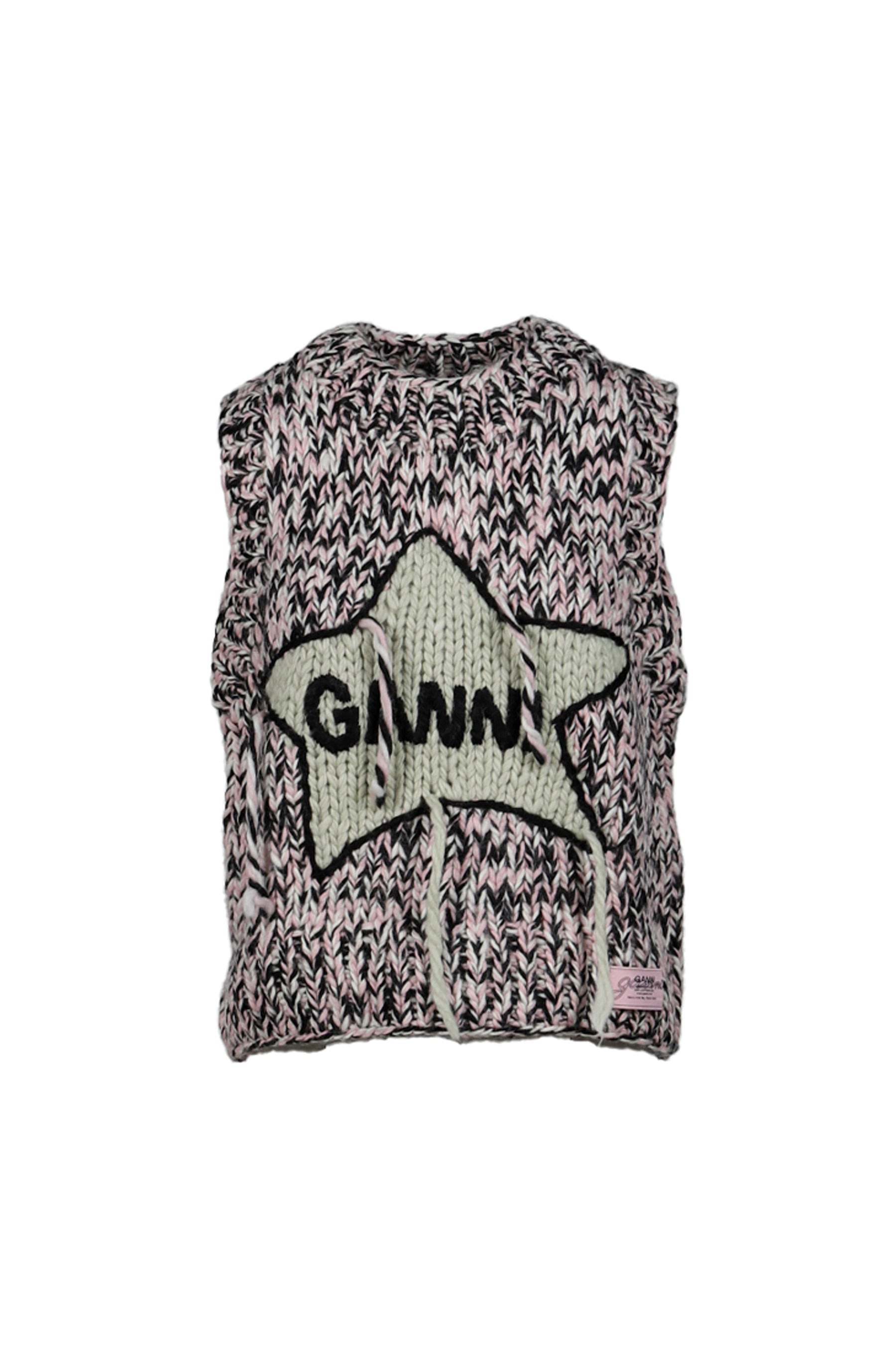 GRAPHIC WOOL HANDKNIT VEST / PNK - 5