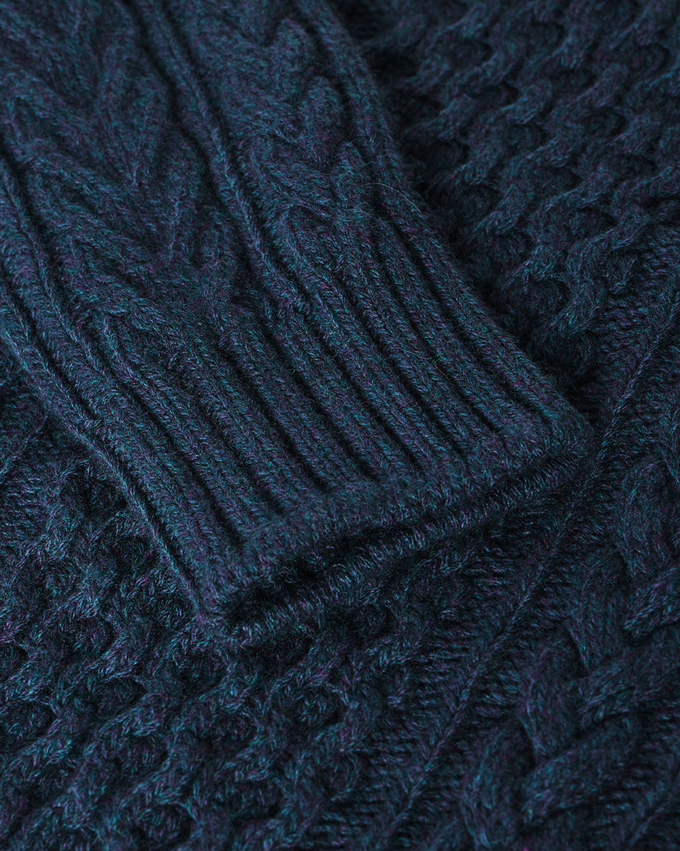 Aran Cable Navy Cashmere Jumper - 6