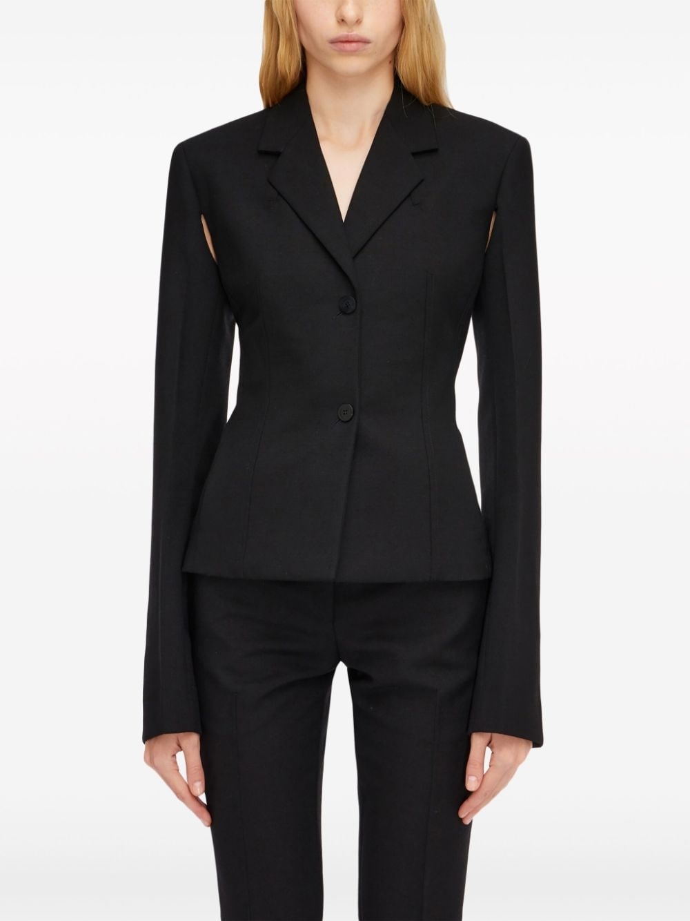 open-sleeves wool-blend blazer - 3