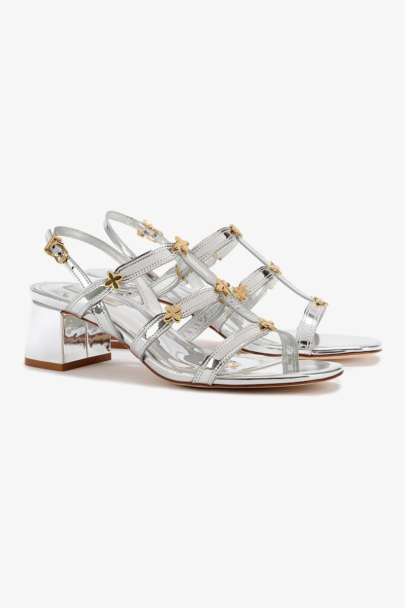 Larroudé Harmony Block Sandal In Silver Specchio outlook