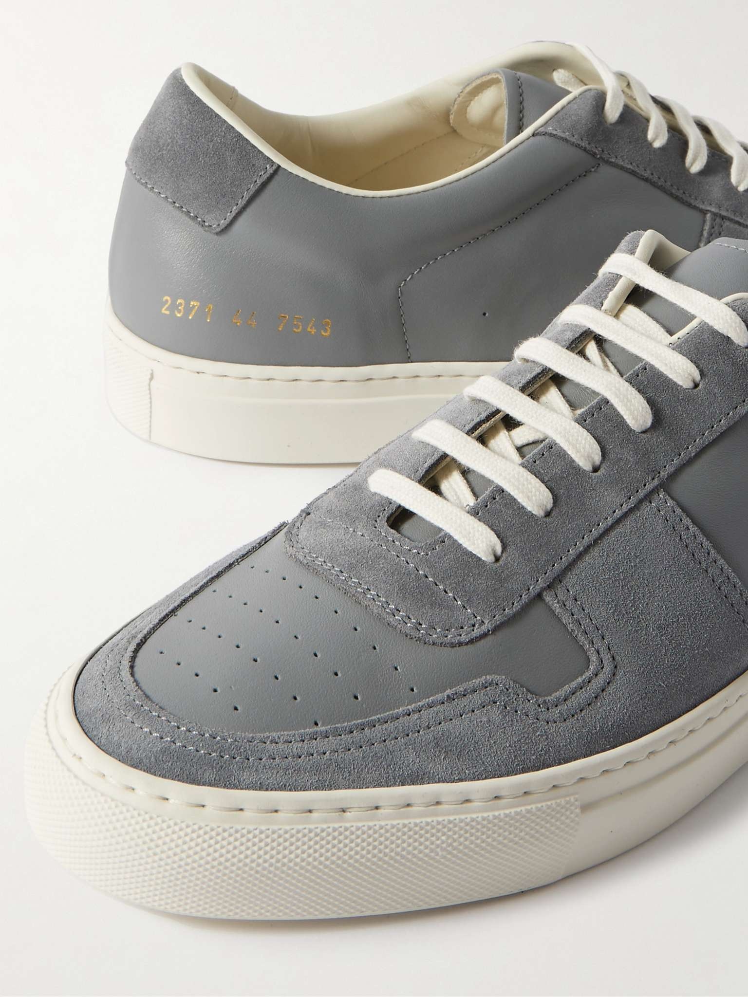 Bball Suede-Trimmed Leather Sneakers - 6