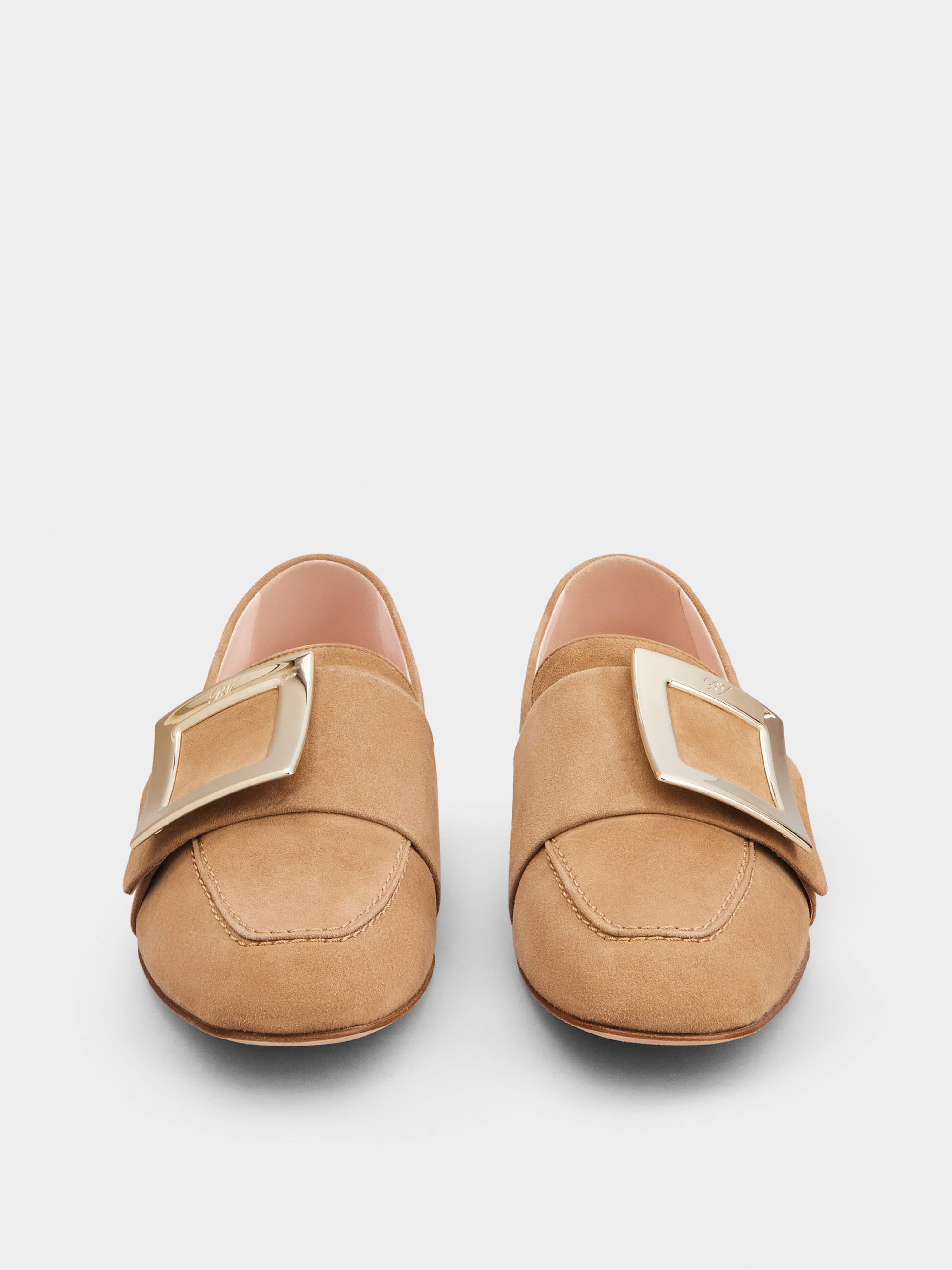 Soft Metal Buckle Loafers in Suede - 7