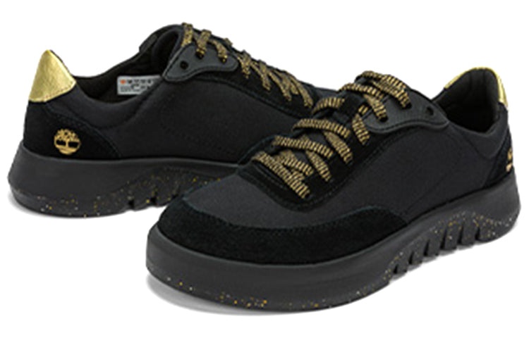 (WMNS) Timberland Supaway Leather and Fabric Oxford Trainers 'Black with Gold' A5RQZW - 4